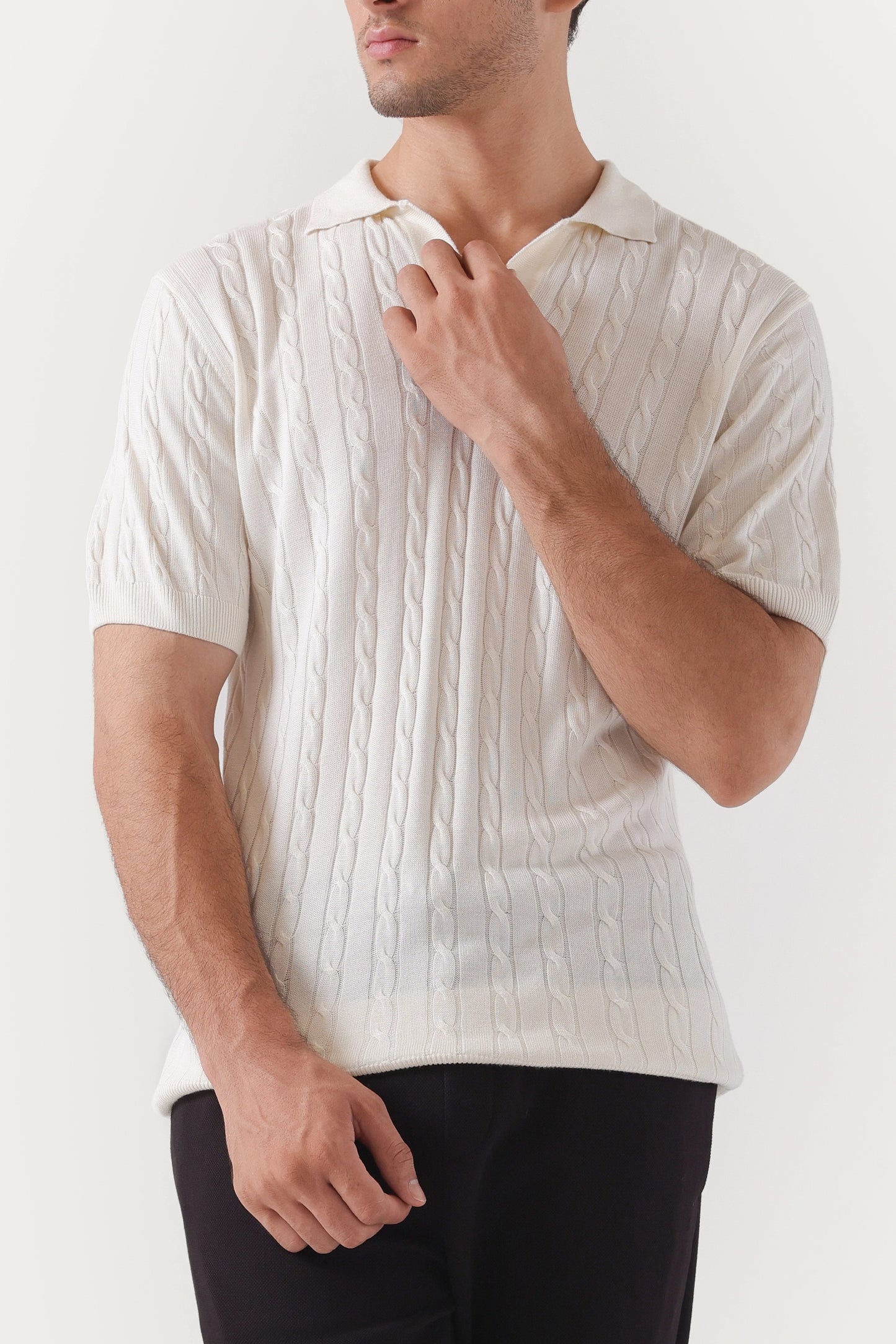Cable Knit Polo
