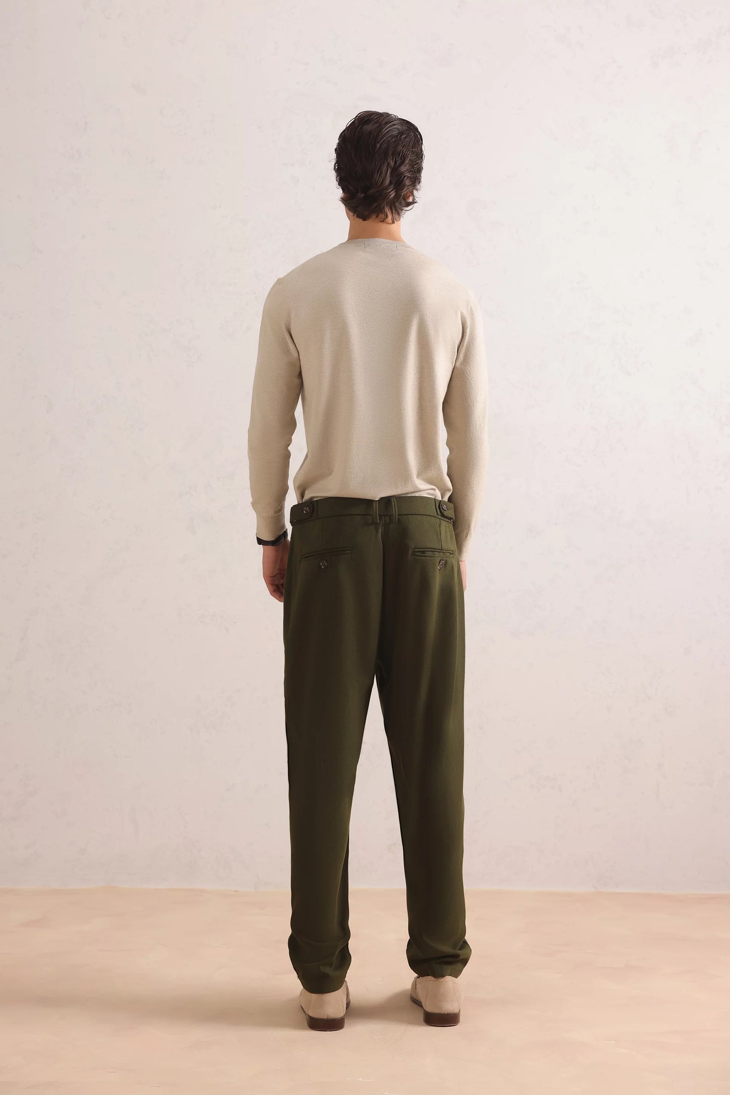 Herringbone Wool Blend Trousers