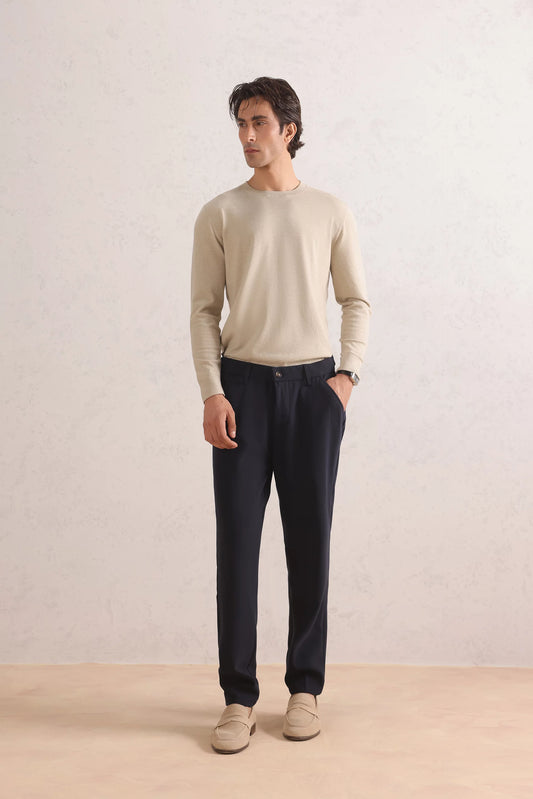 Herringbone Wool Blend Trousers