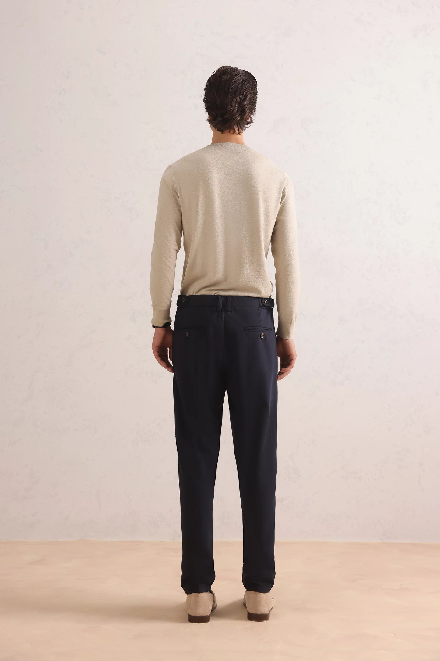 Herringbone Wool Blend Trousers