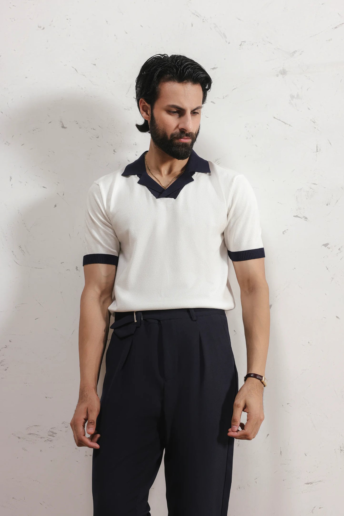 Resort collar Knit polo
