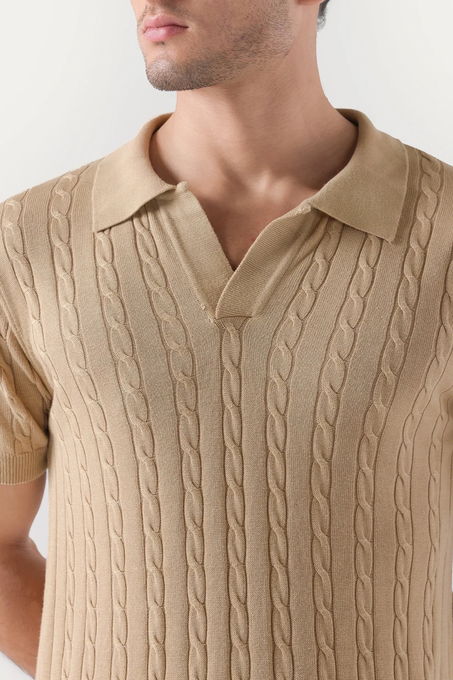 Cable Knit Polo