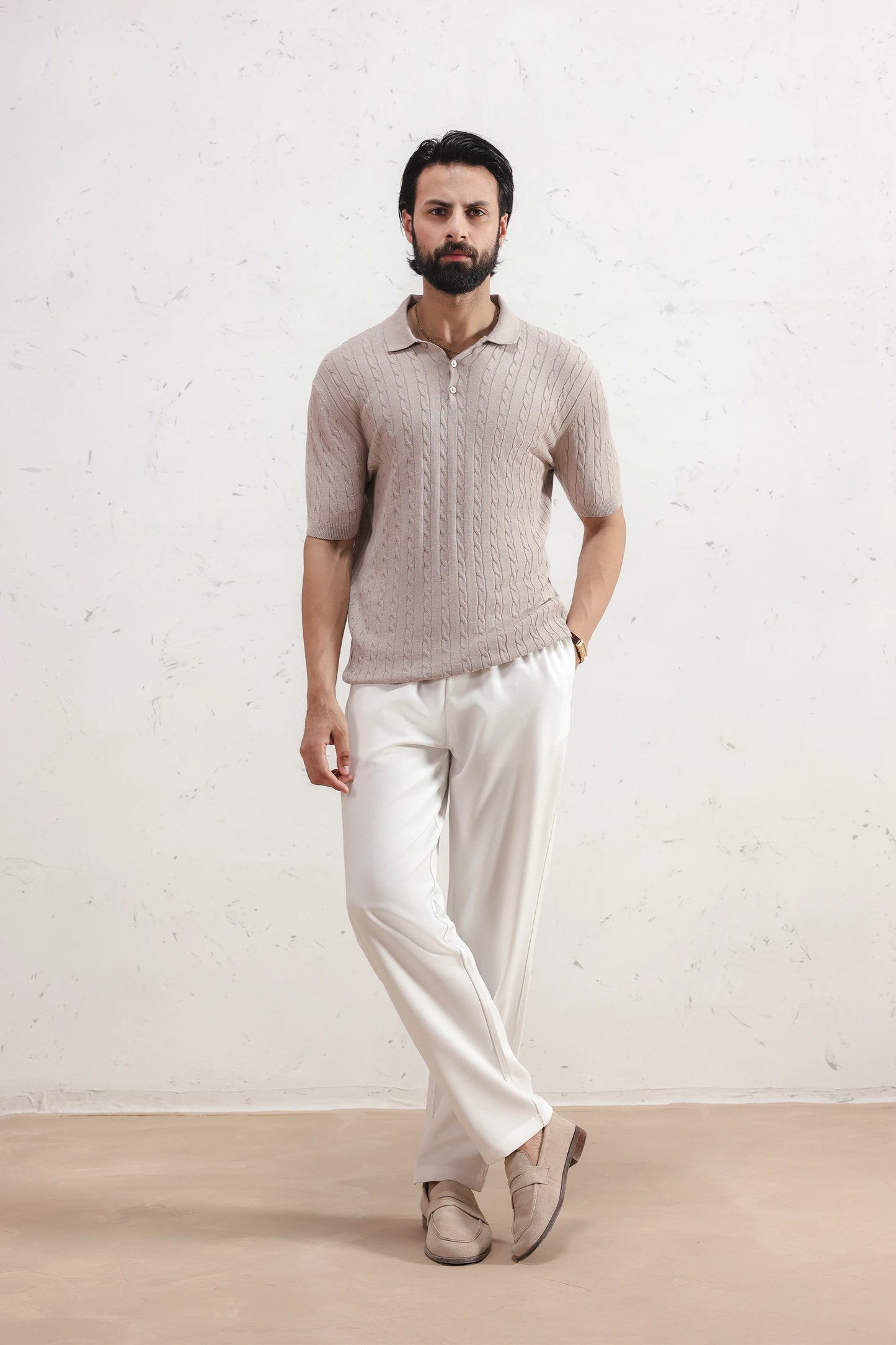 Cable Knit Polo