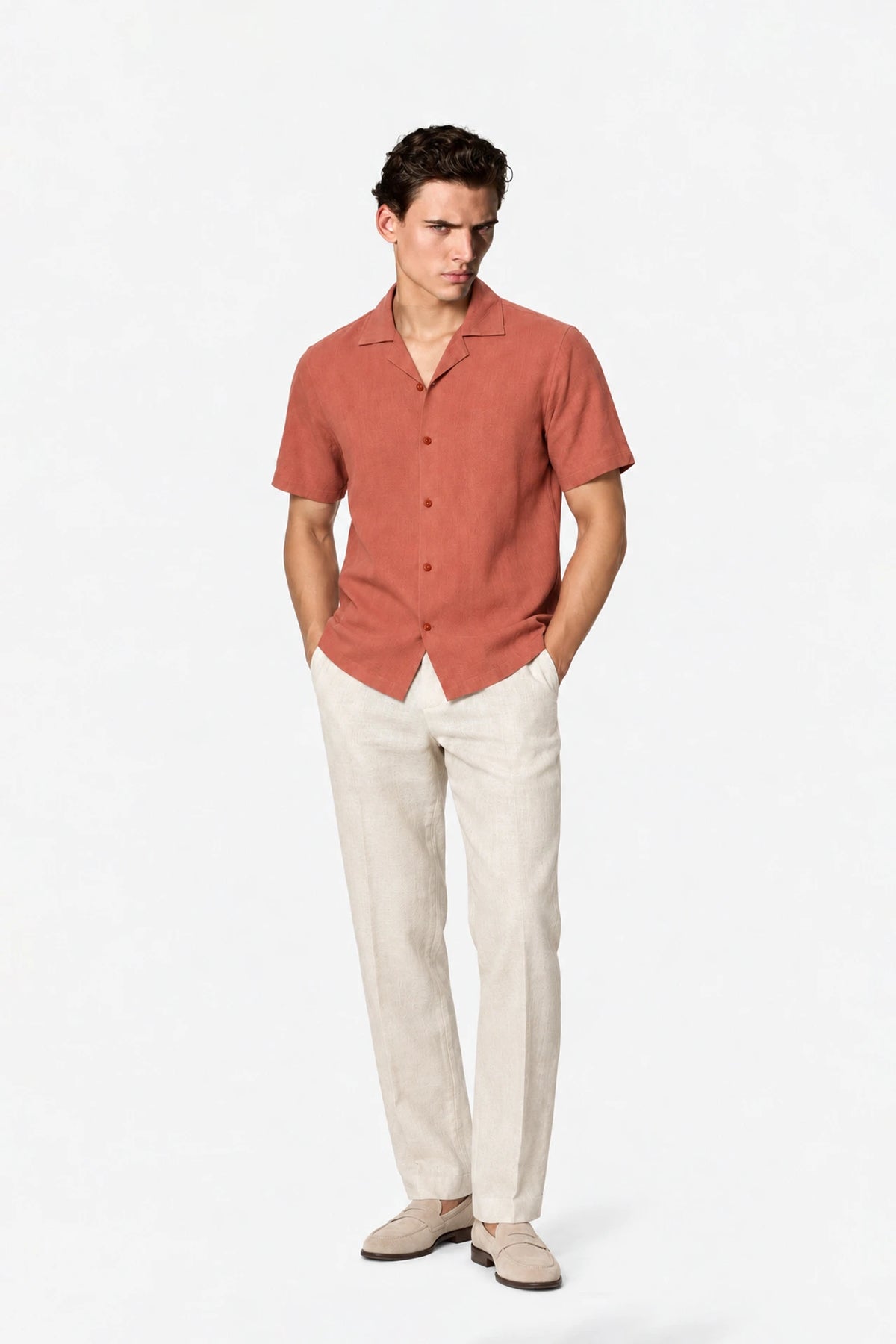 Resort Collar Linen Shirt