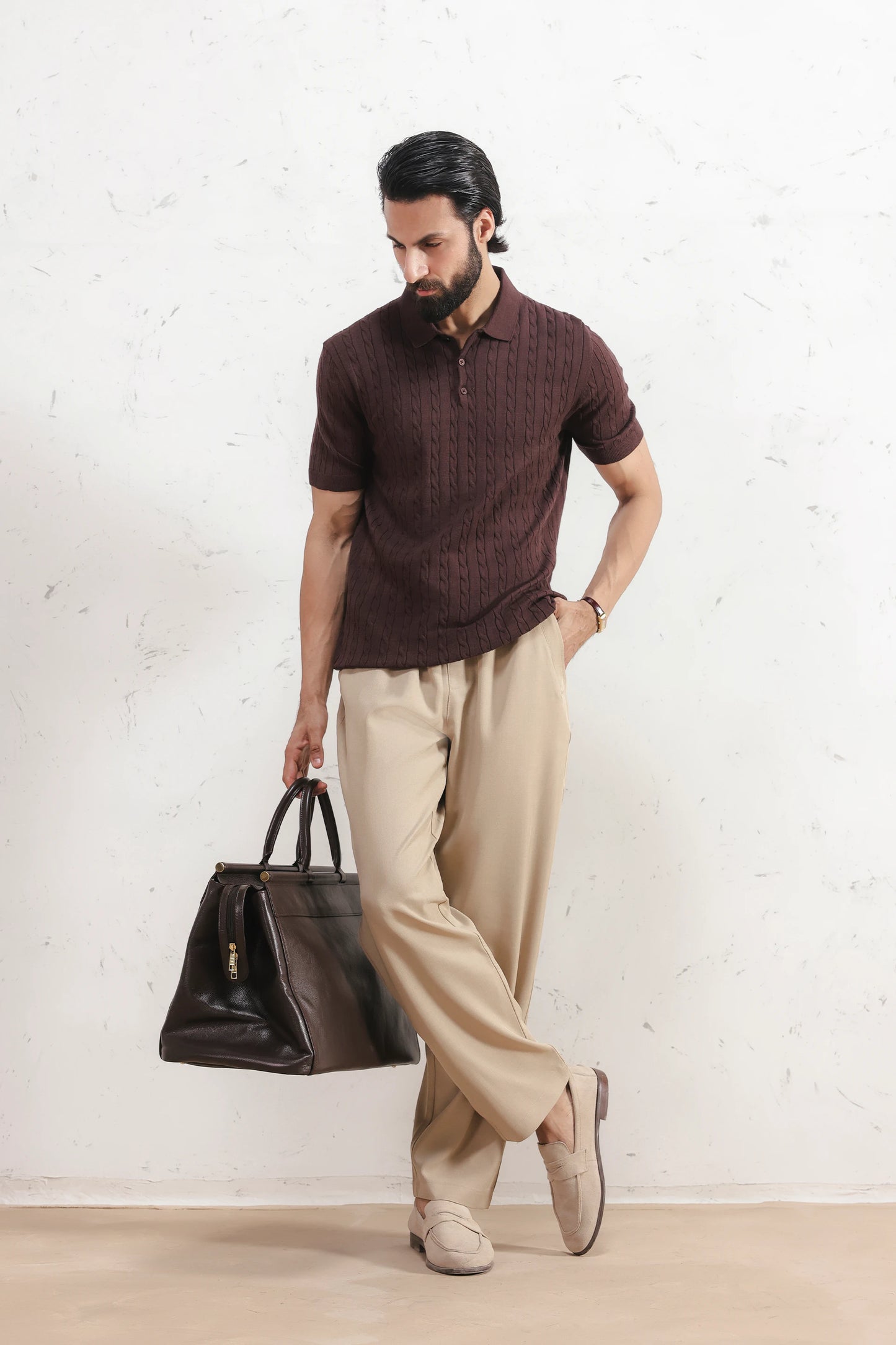 Cable Knit Polo