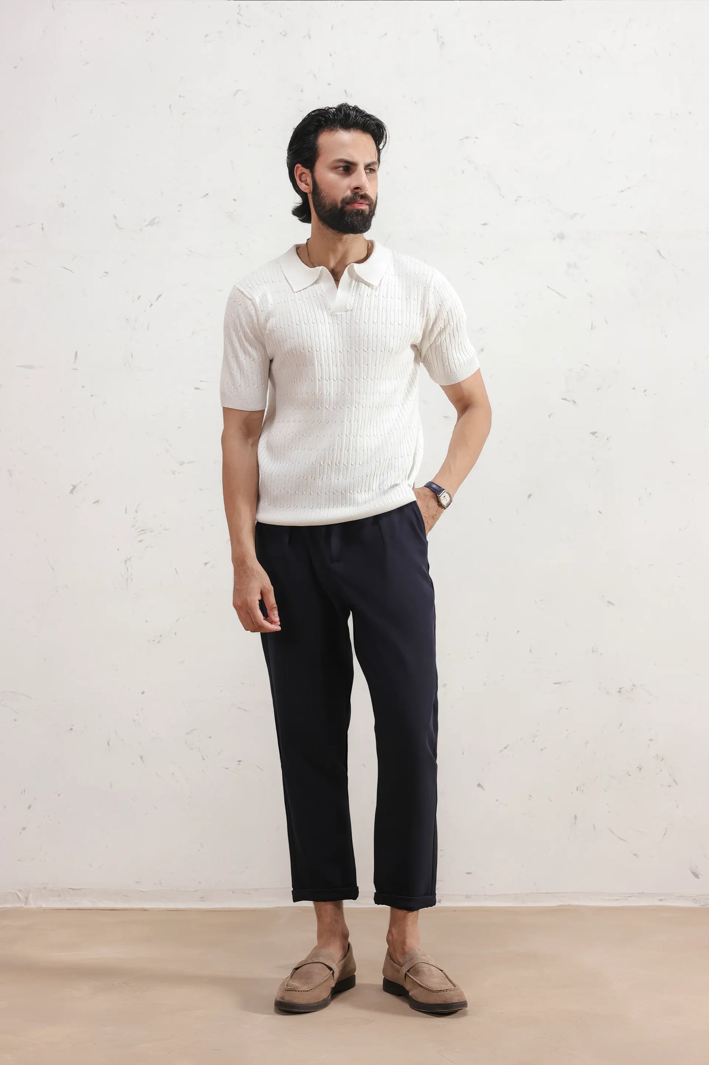 Cable Knit Polo