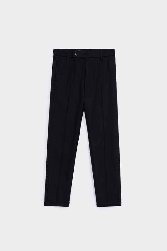 Pleated Cotton Blend Trousers