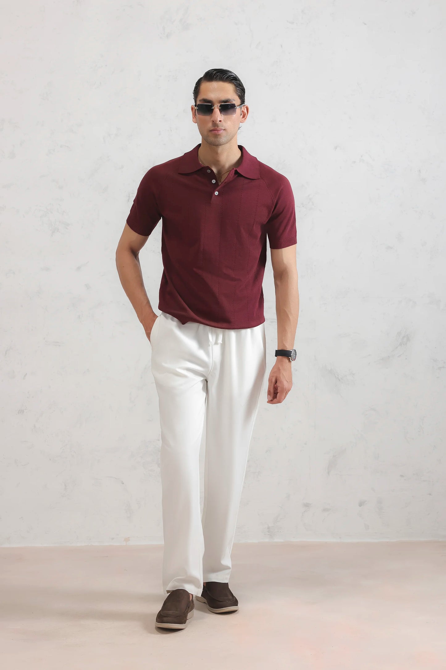 Pointelle-Knit Polo
