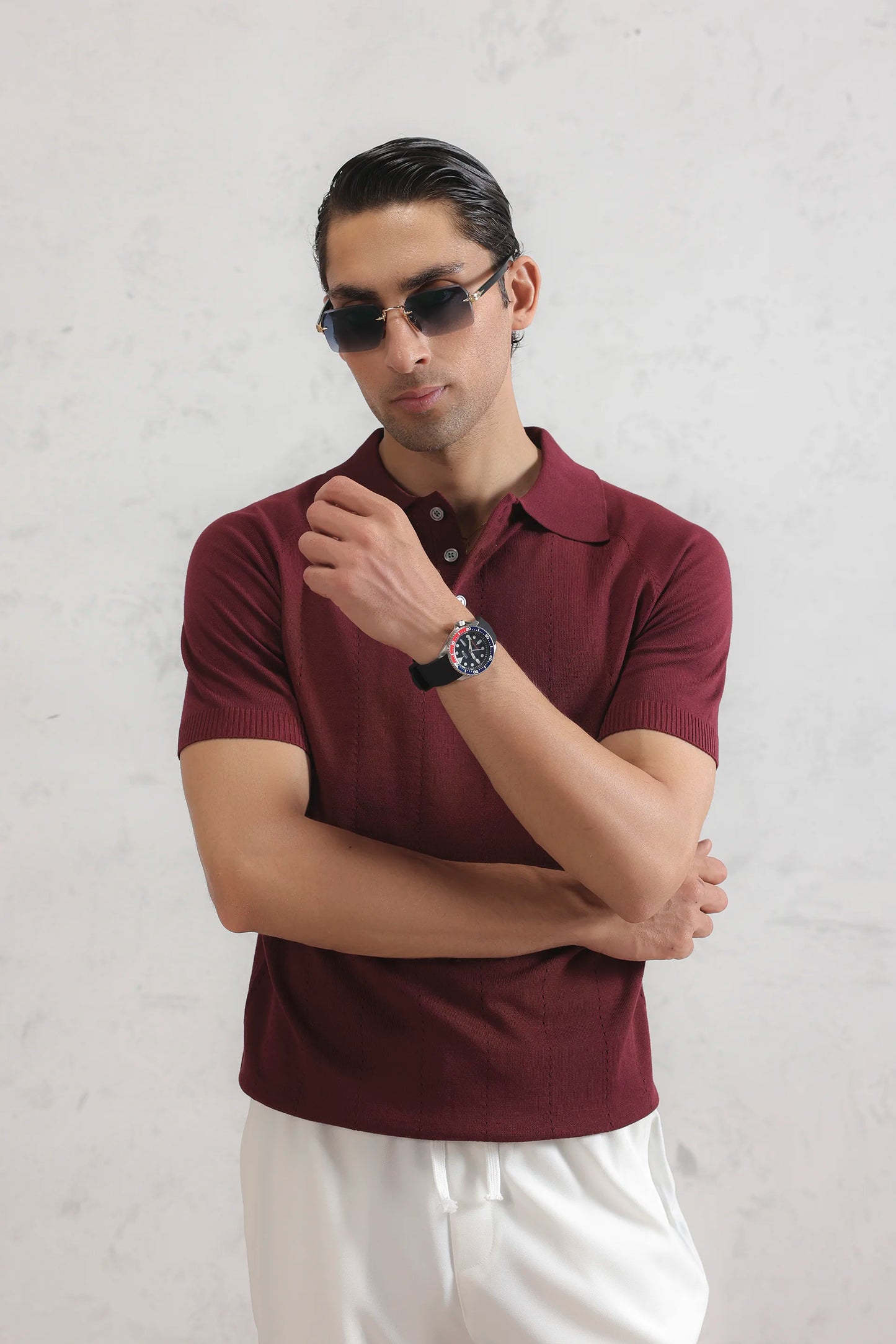 Pointelle-Knit Polo