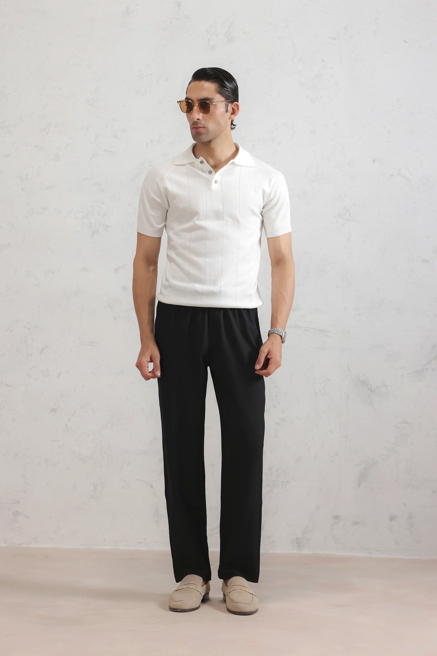 Pointelle-Knit Polo
