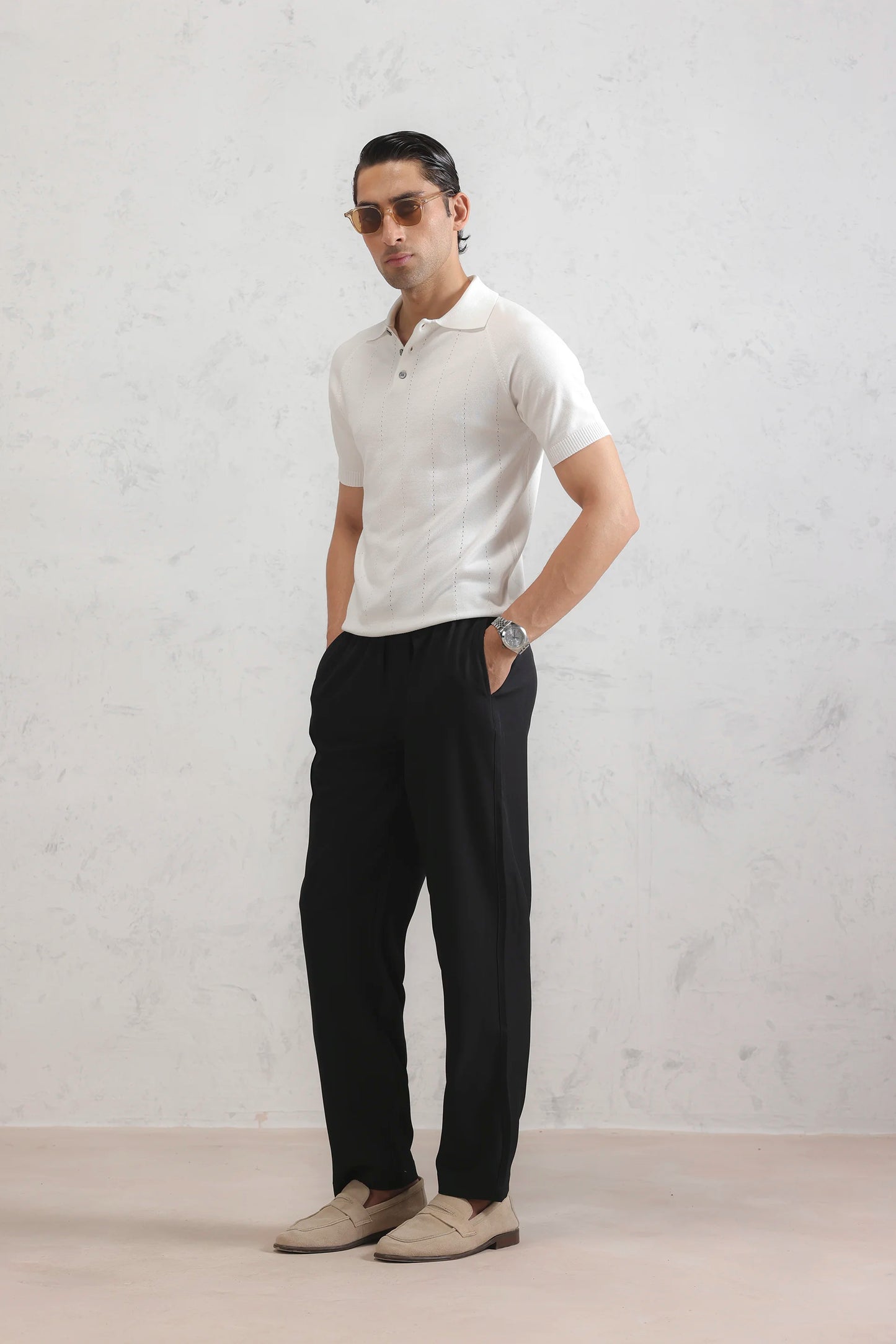 Pointelle-Knit Polo
