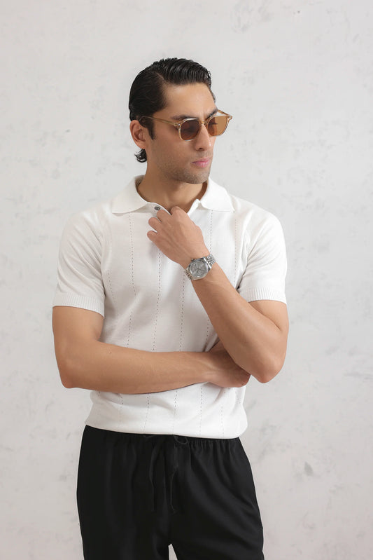 Pointelle-Knit Polo