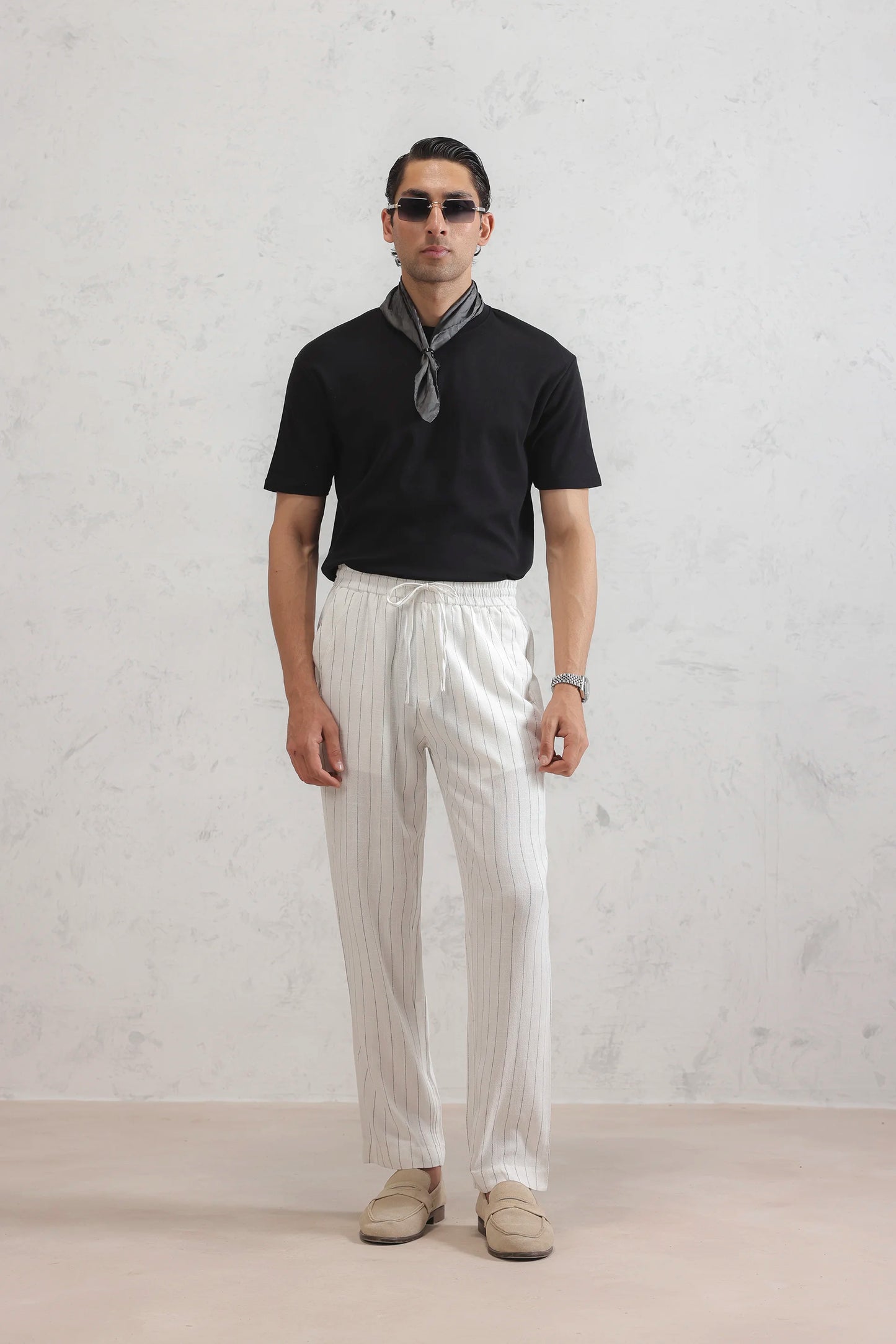 Pinstripe Linen Trousers