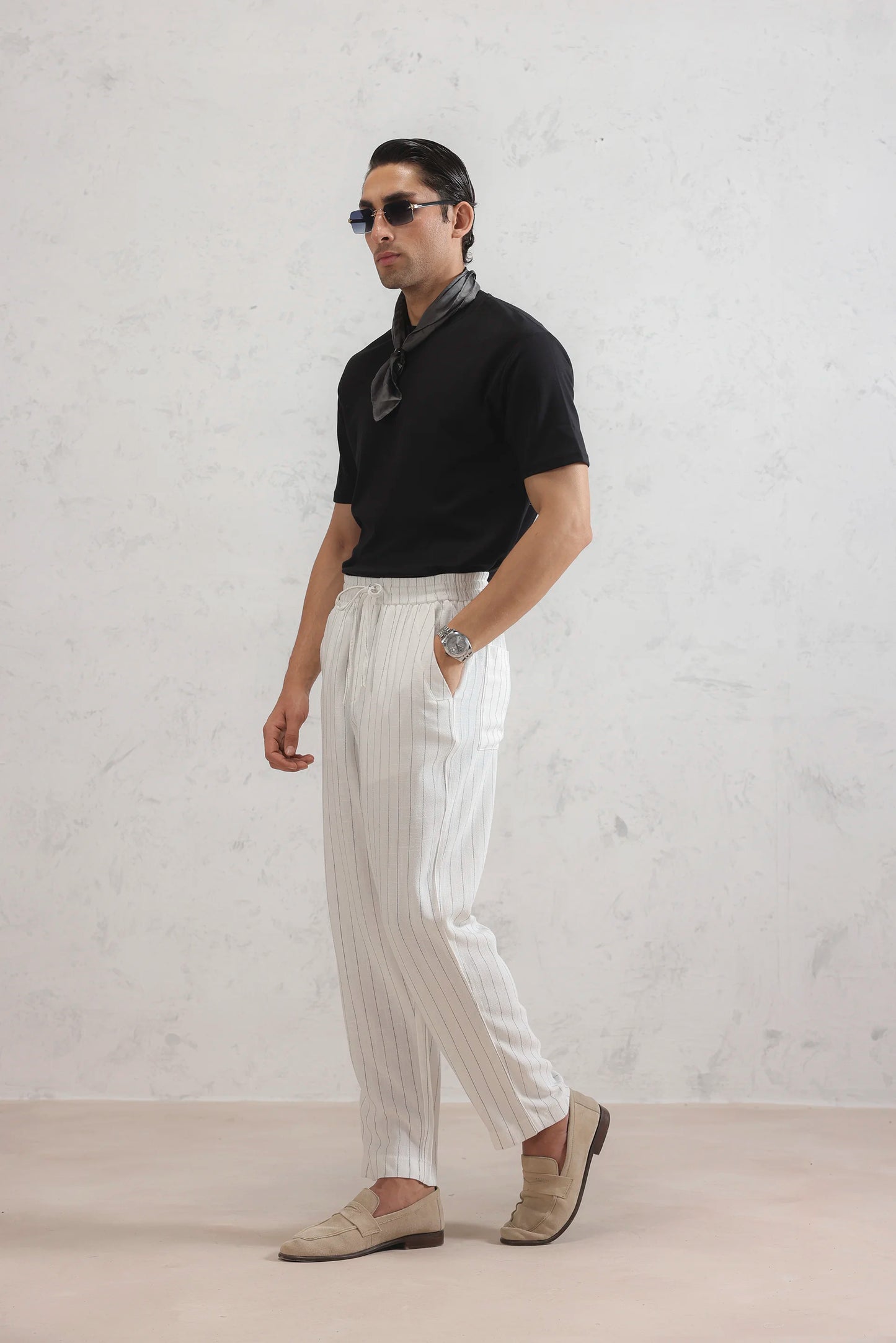 Pinstripe Linen Trousers