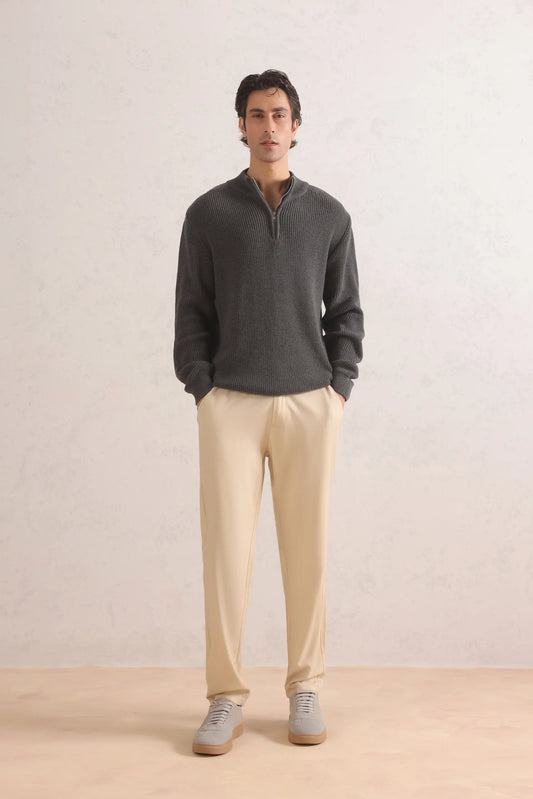 Mélange Straight Trousers