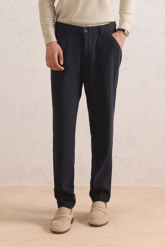 Herringbone Wool Blend Trousers