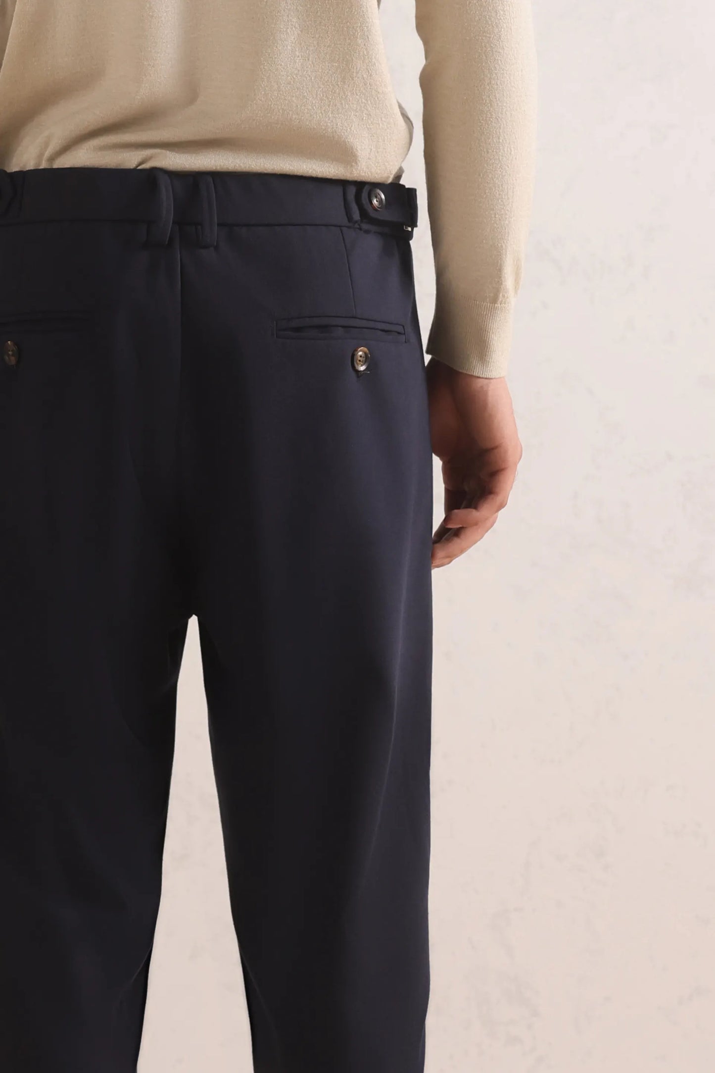 Herringbone Wool Blend Trousers