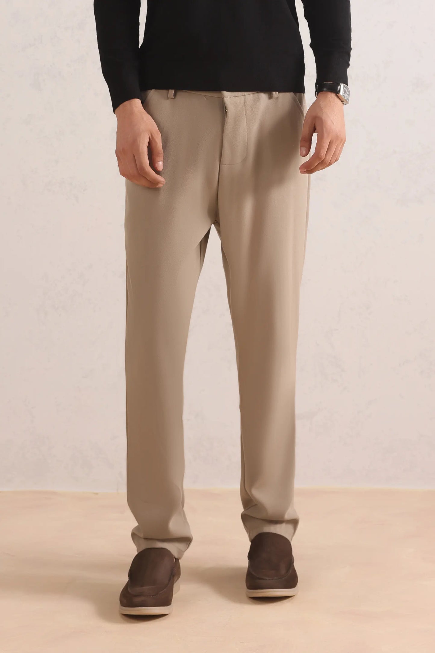 Herringbone Wool Blend Trousers
