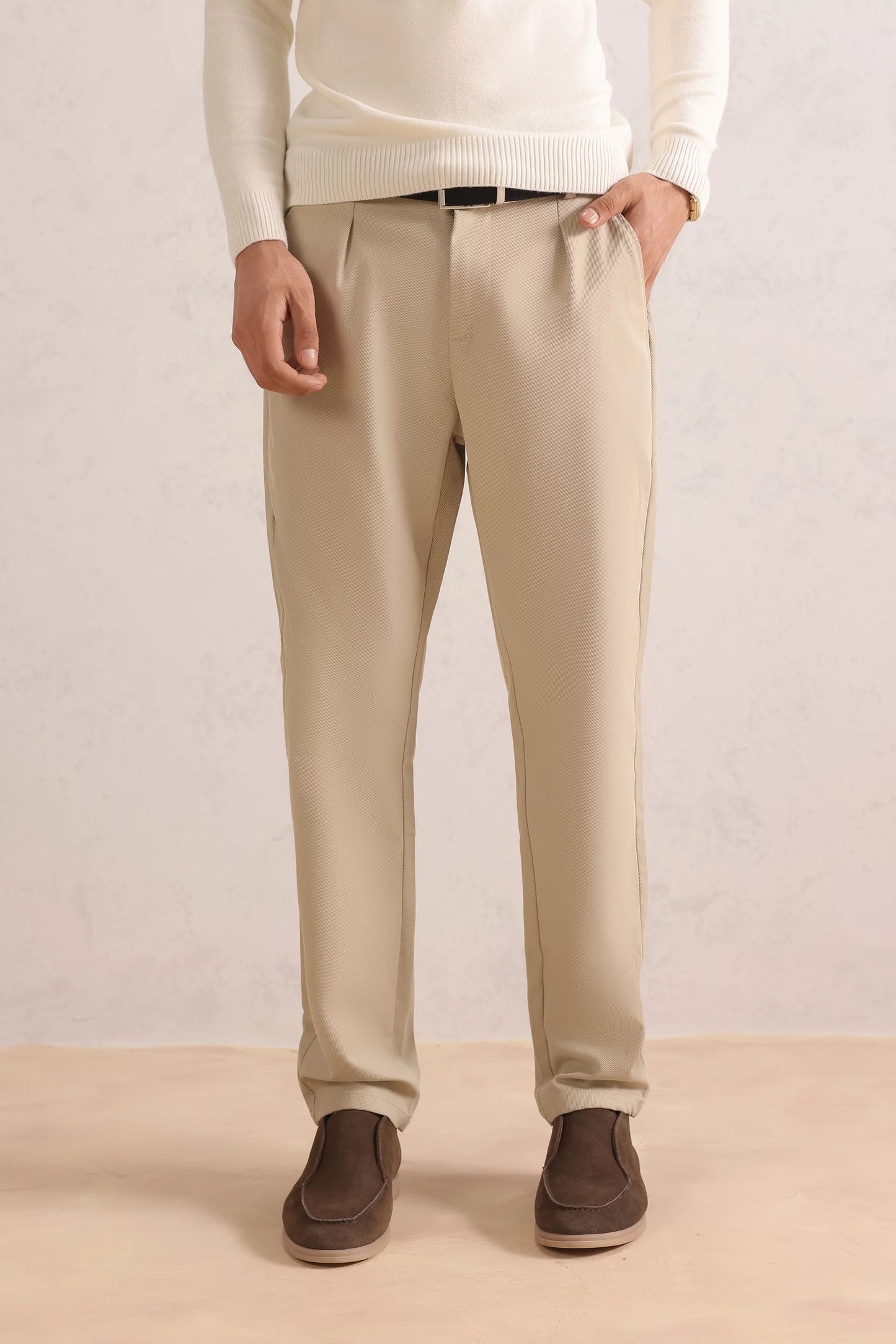 Pleated Straight Fit Trousers