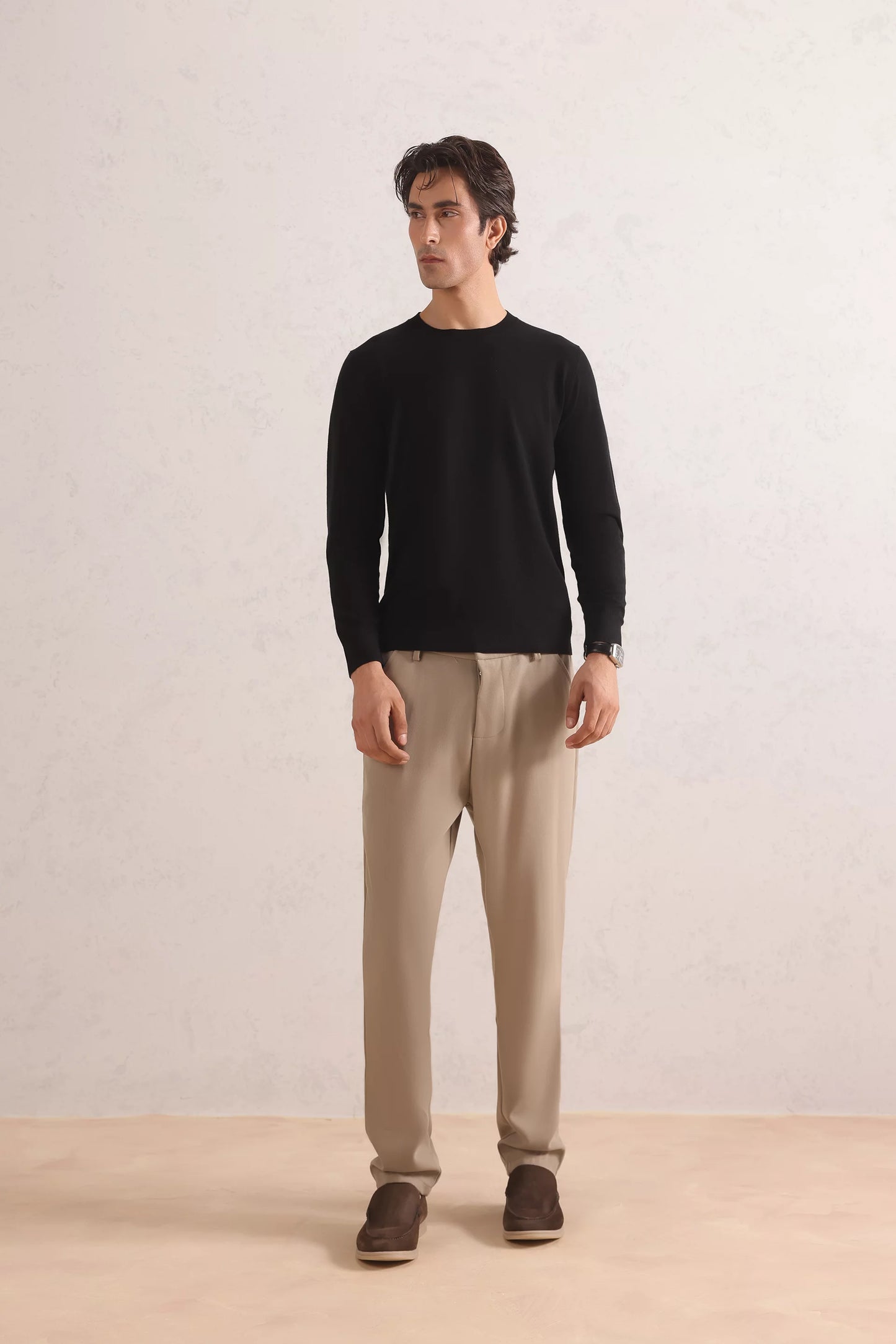 Herringbone Wool Blend Trousers