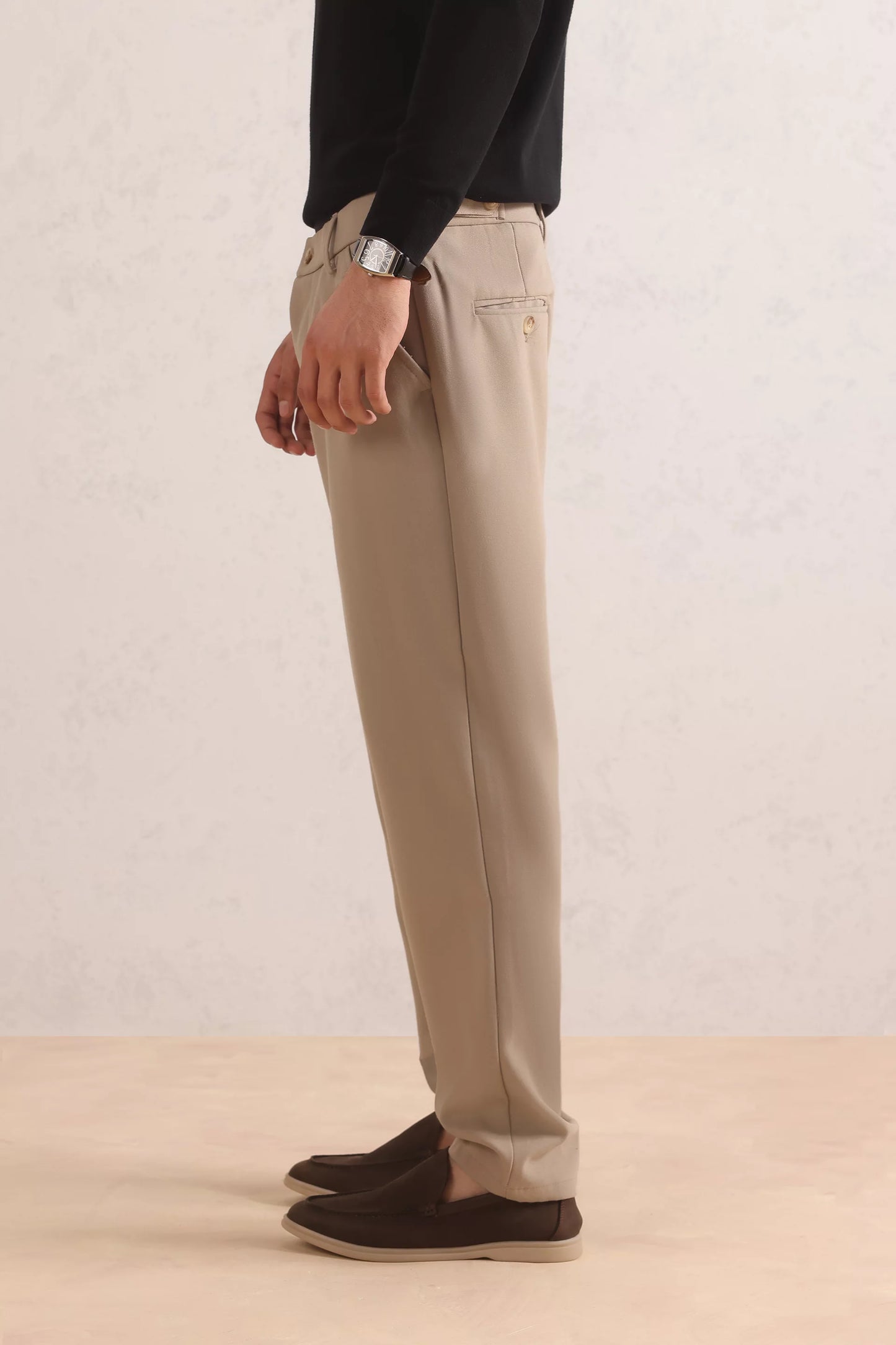 Herringbone Wool Blend Trousers