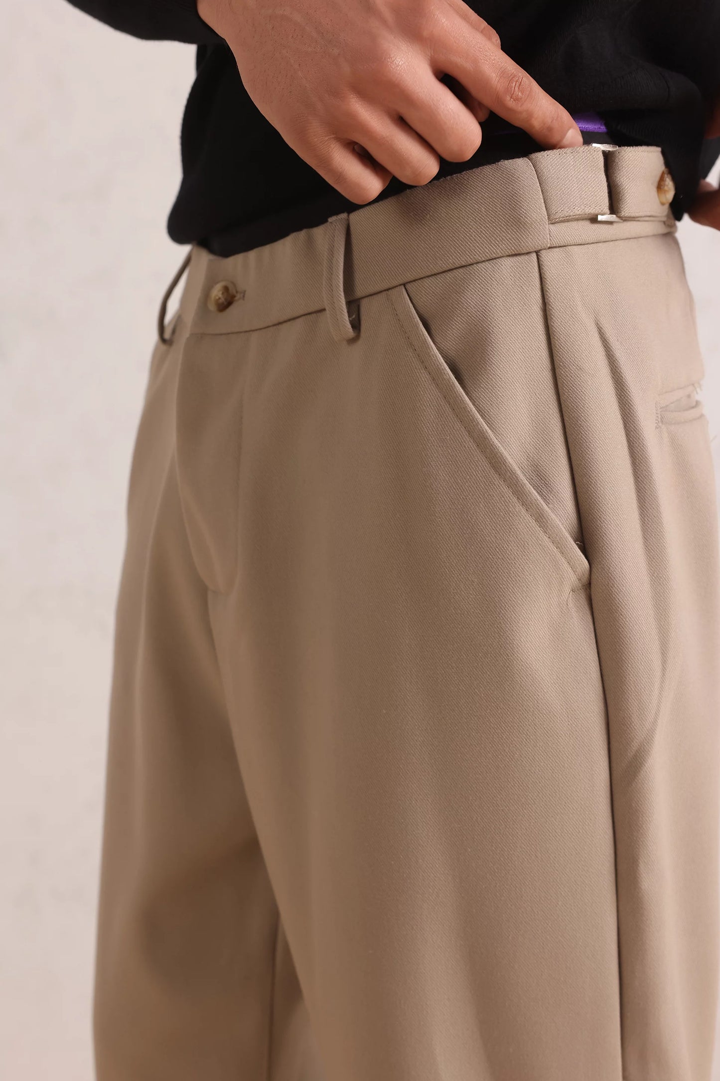 Herringbone Wool Blend Trousers