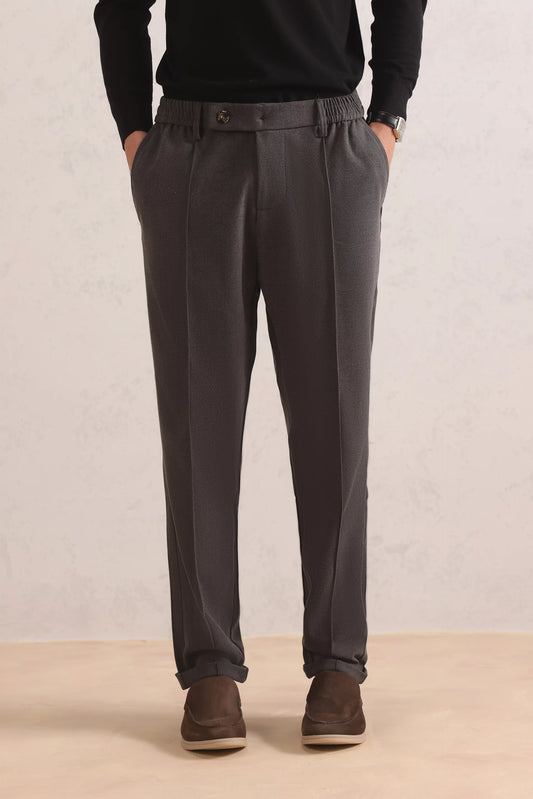 Pleated Cotton Blend Trousers