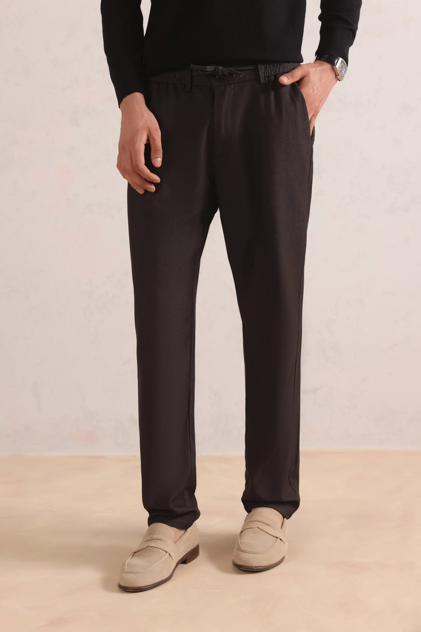 Mélange Straight Trousers