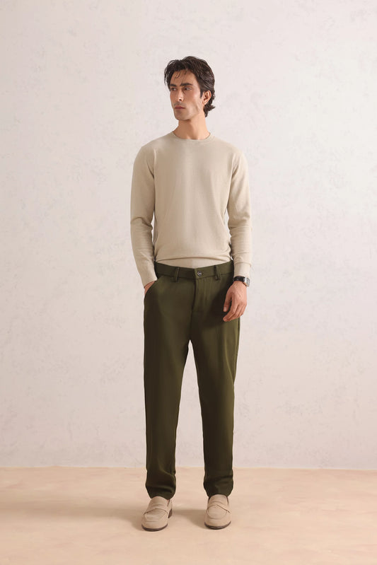 Herringbone Wool Blend Trousers