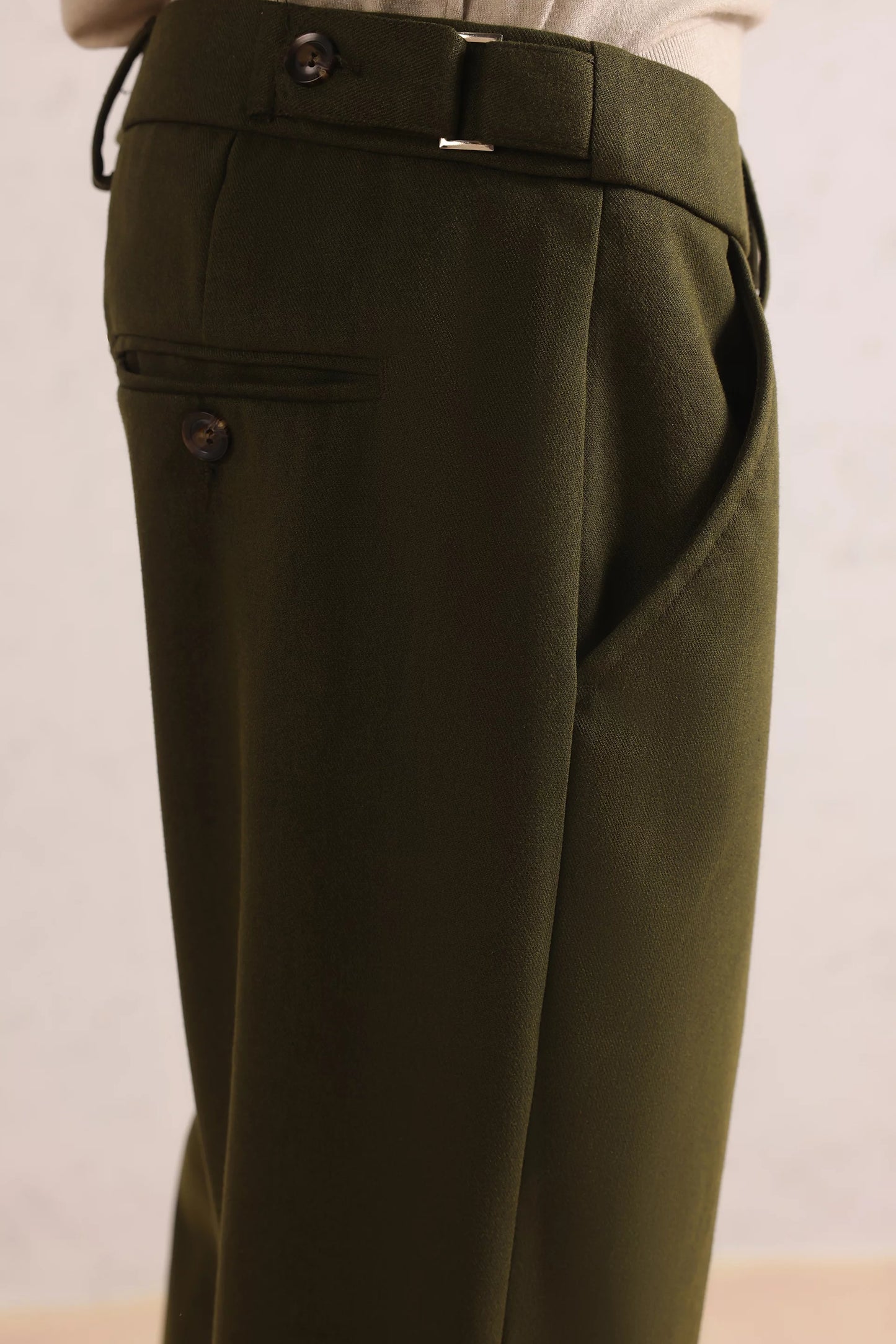 Herringbone Wool Blend Trousers