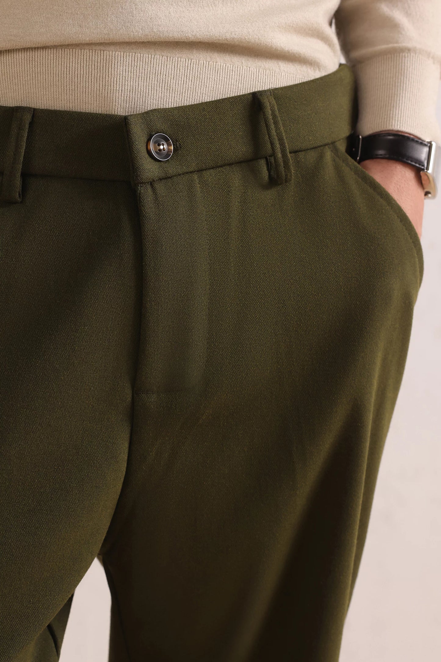 Herringbone Wool Blend Trousers