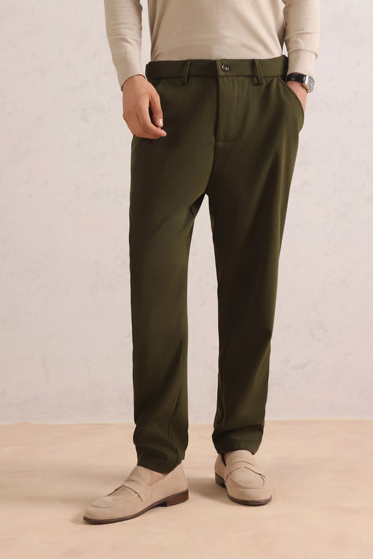Herringbone Wool Blend Trousers