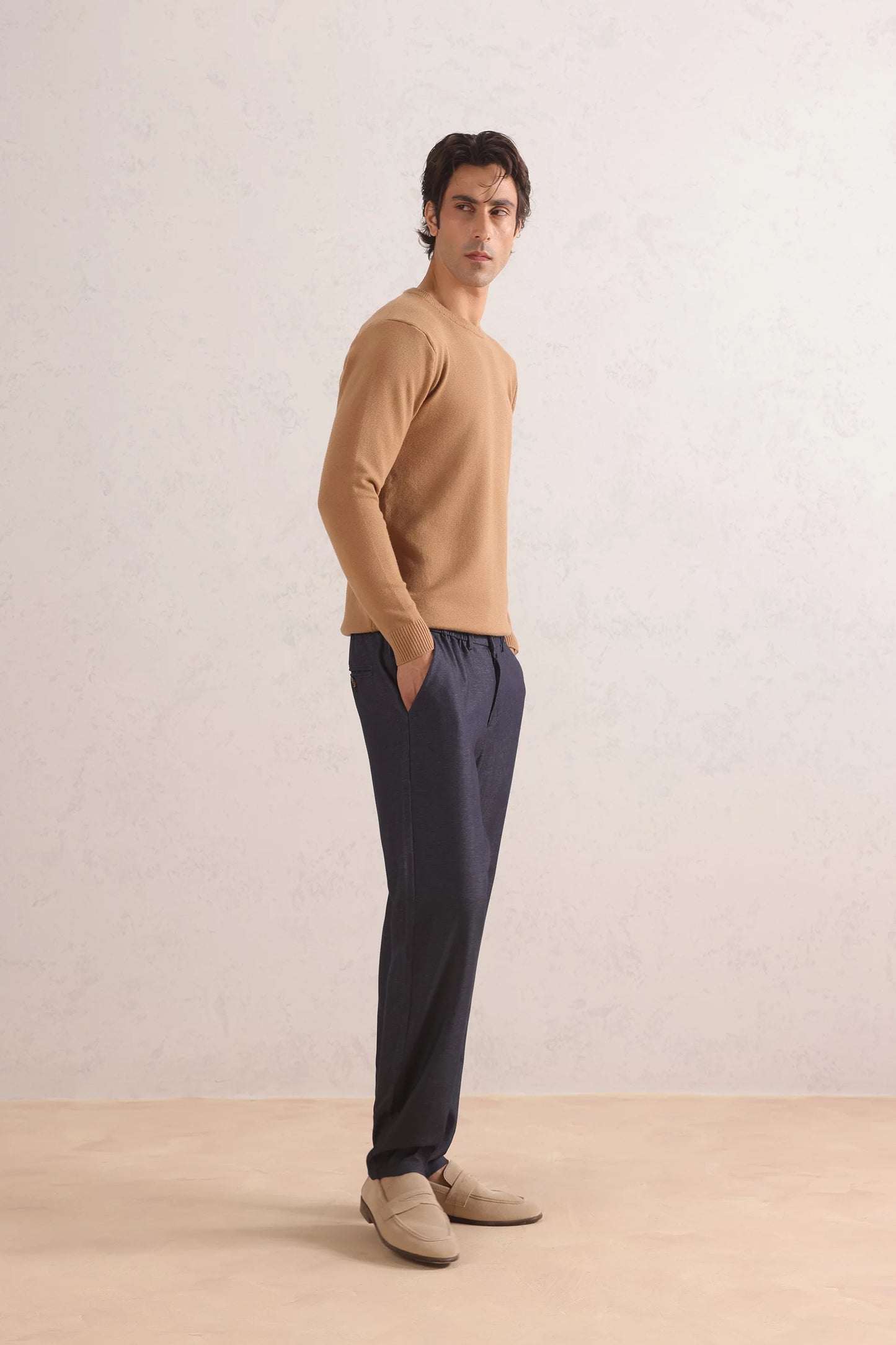 Mélange Straight Trousers