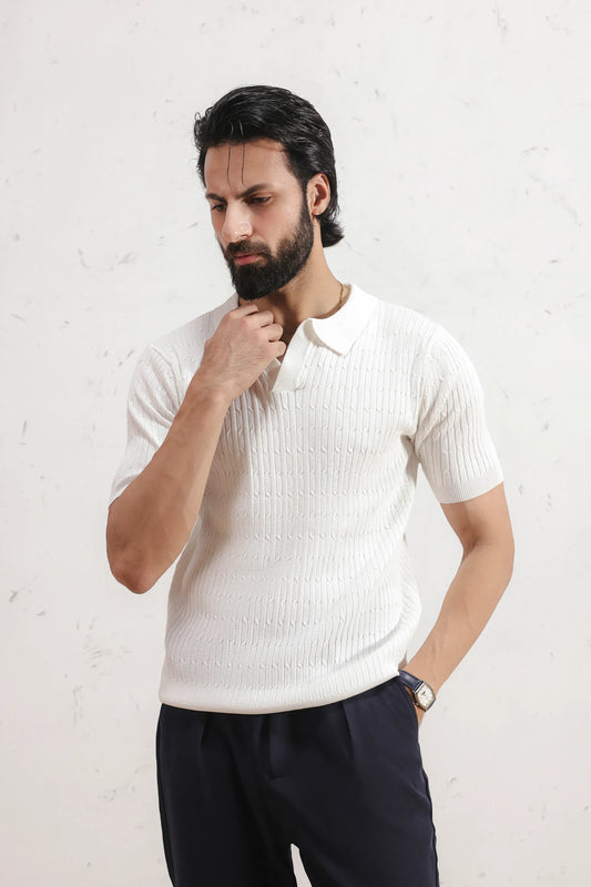 Cable Knit Polo