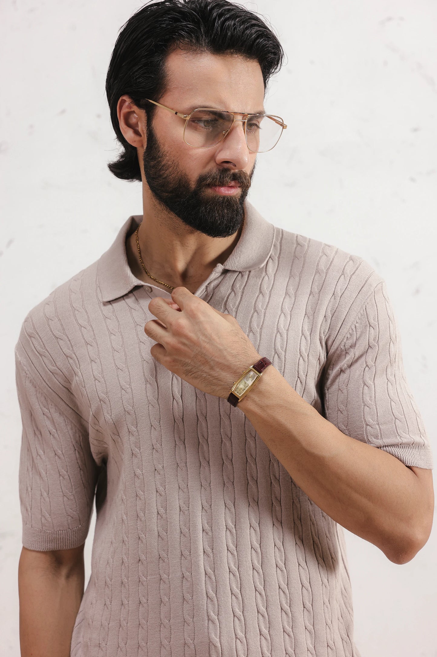 Cable Knit Polo