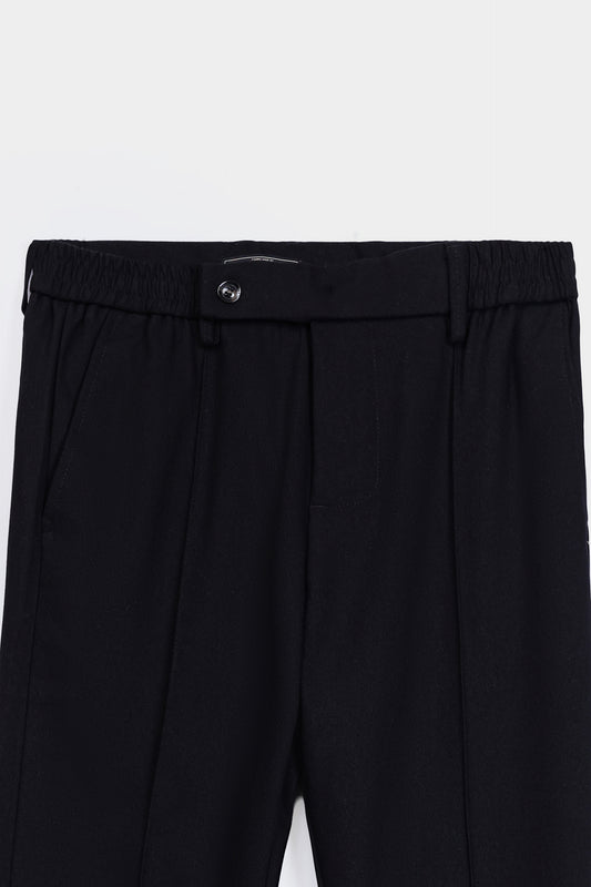 Pleated Cotton Blend Trousers