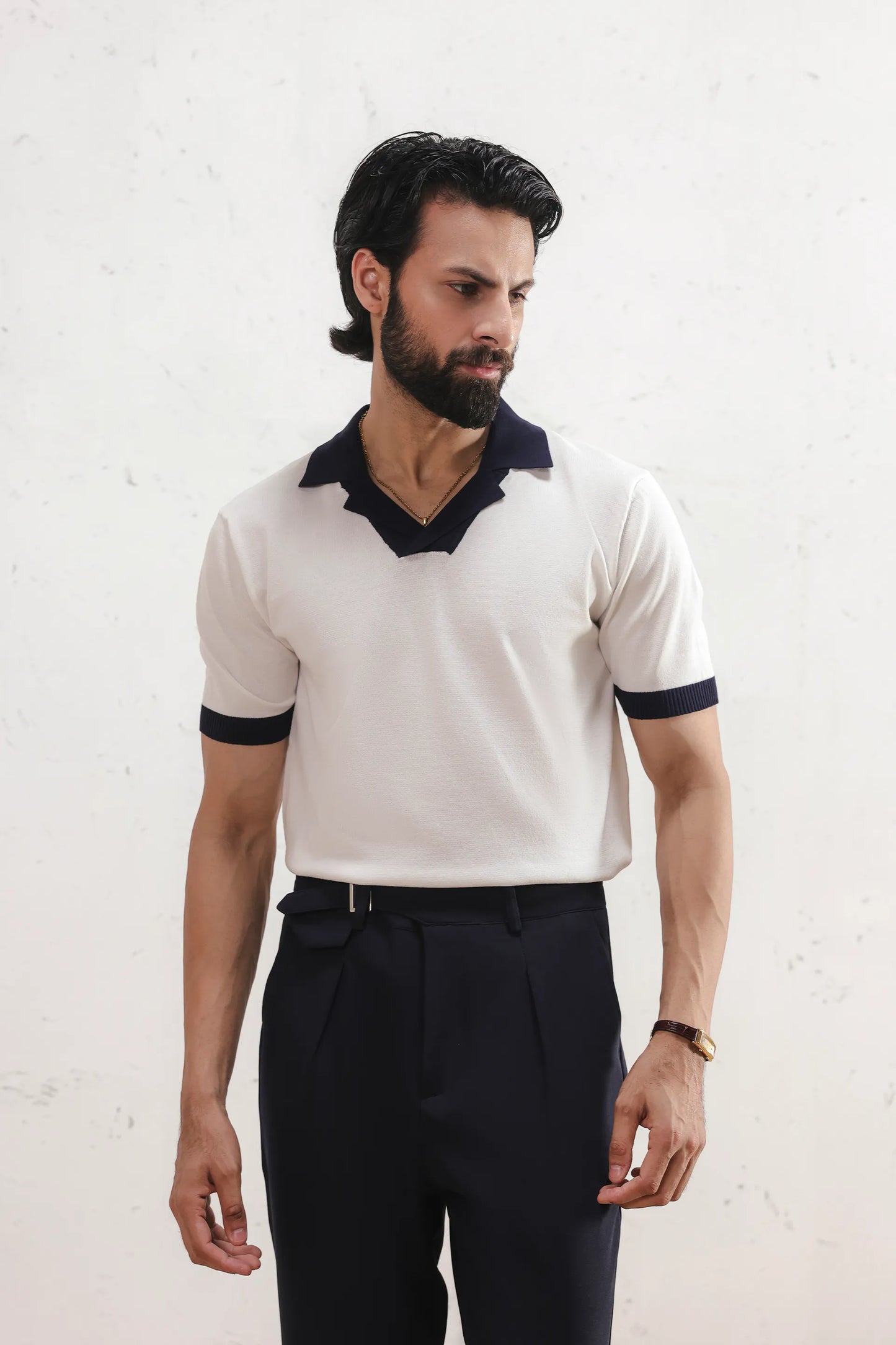 Resort collar Knit polo