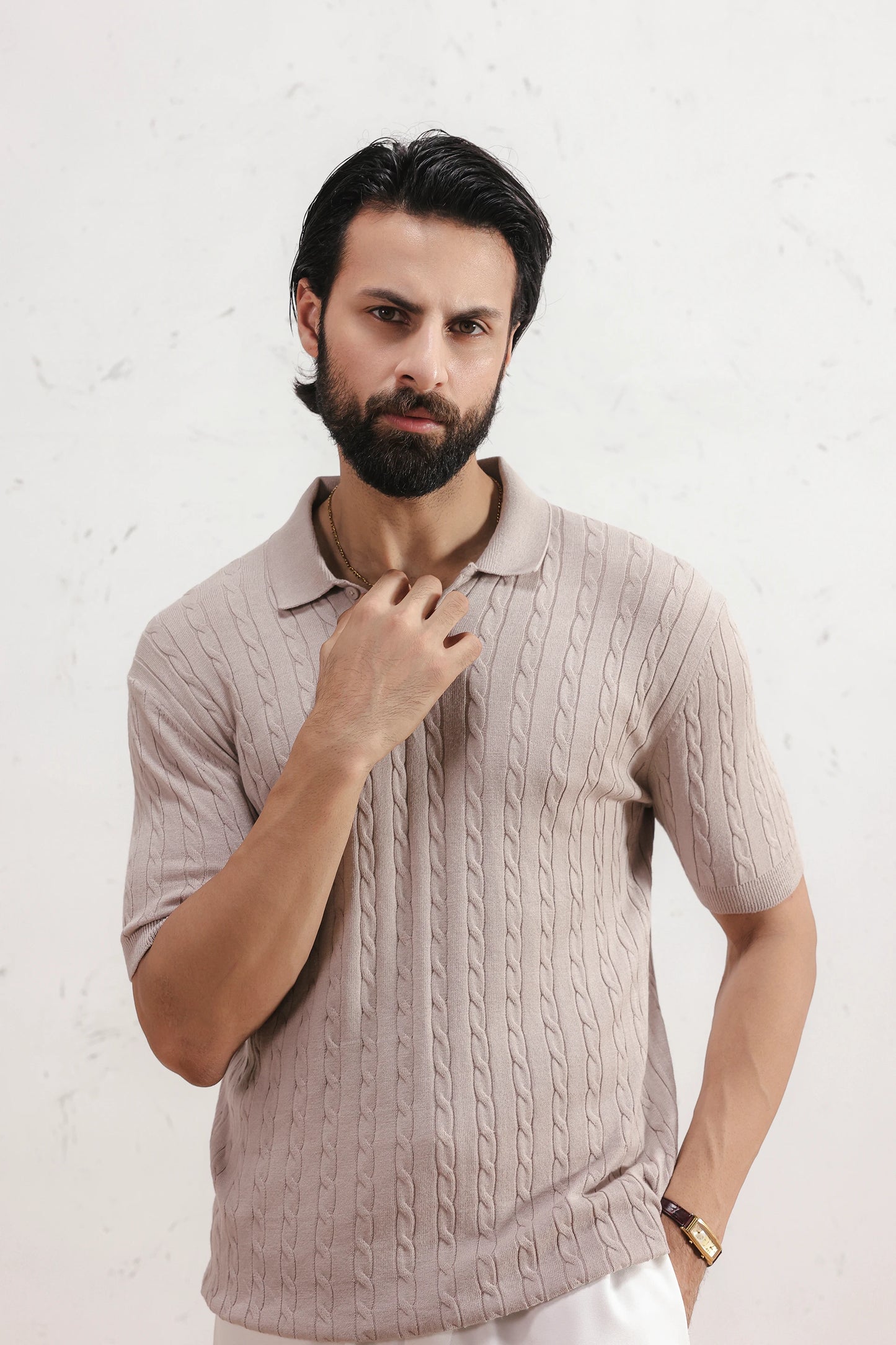 Cable Knit Polo