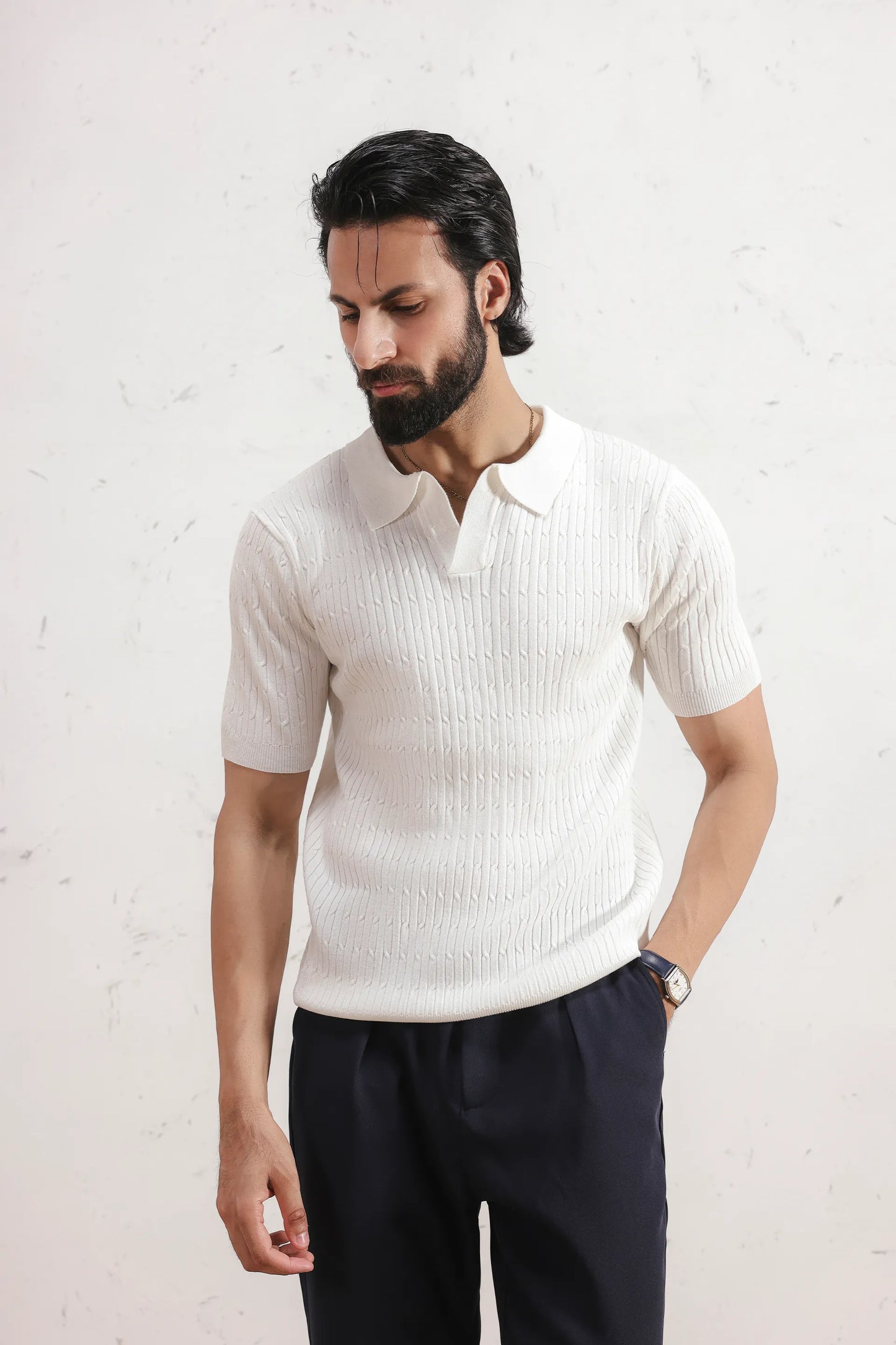 Cable Knit Polo