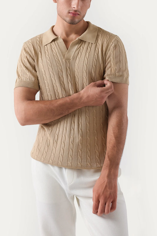 Cable Knit Polo