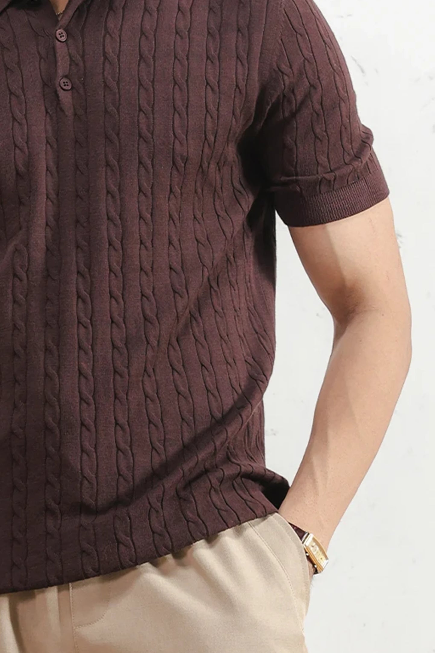Cable Knit Polo