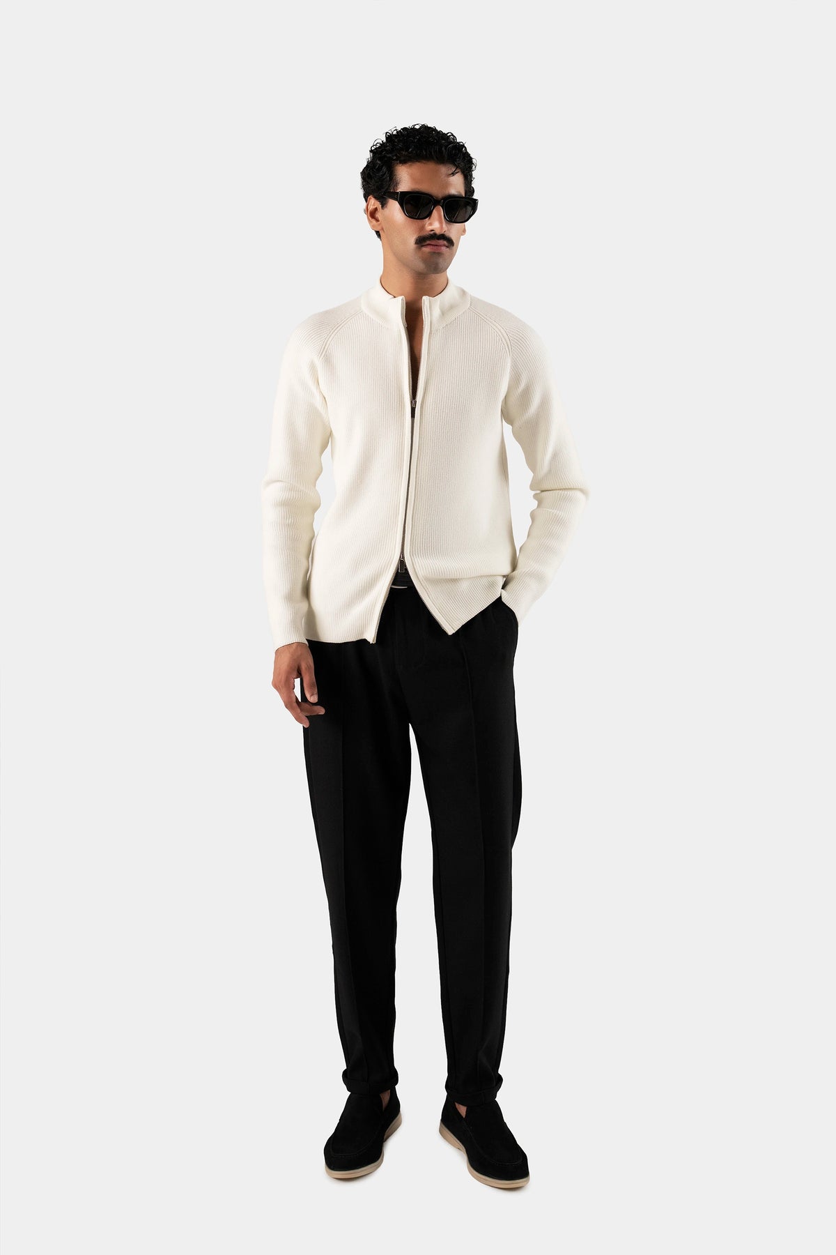 Rib Zip Cardigan