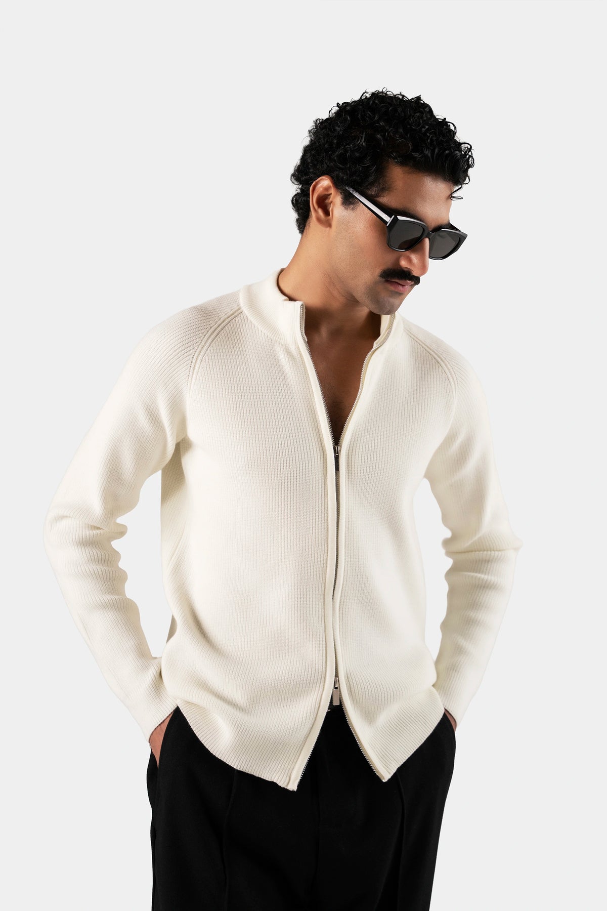Rib Zip Cardigan