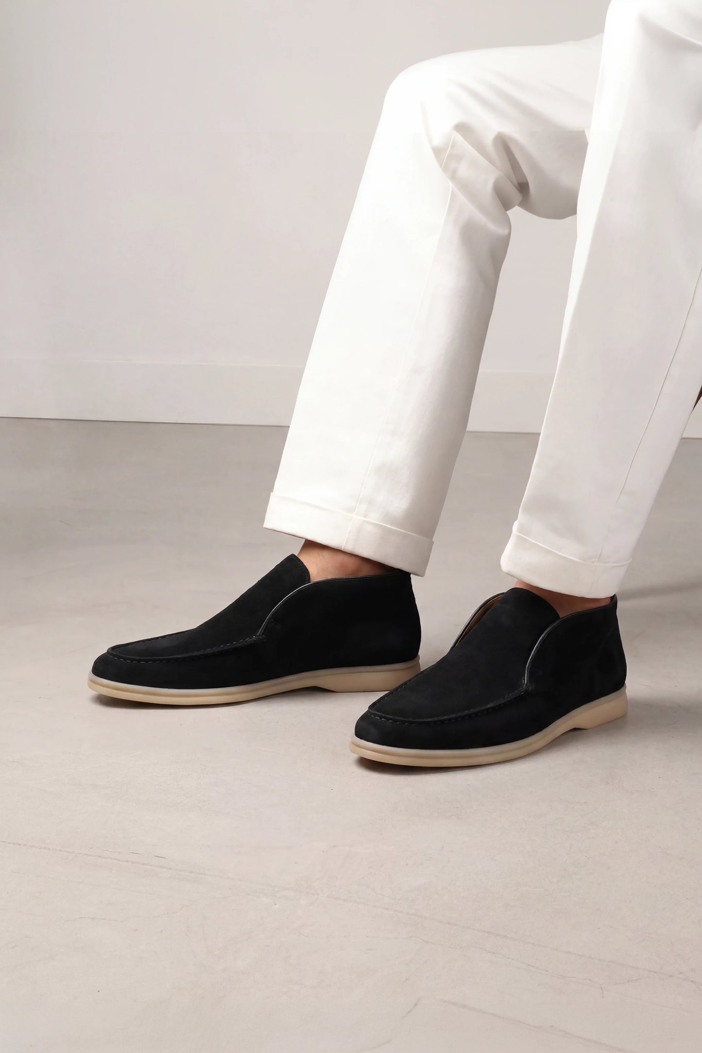 High-Top Goat Suede Loafers