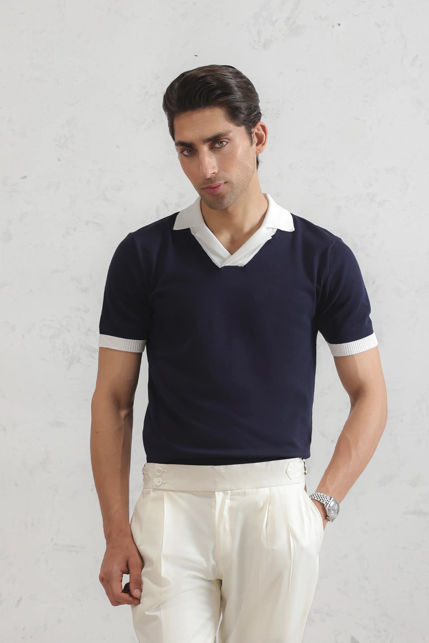Resort collar Knit polo