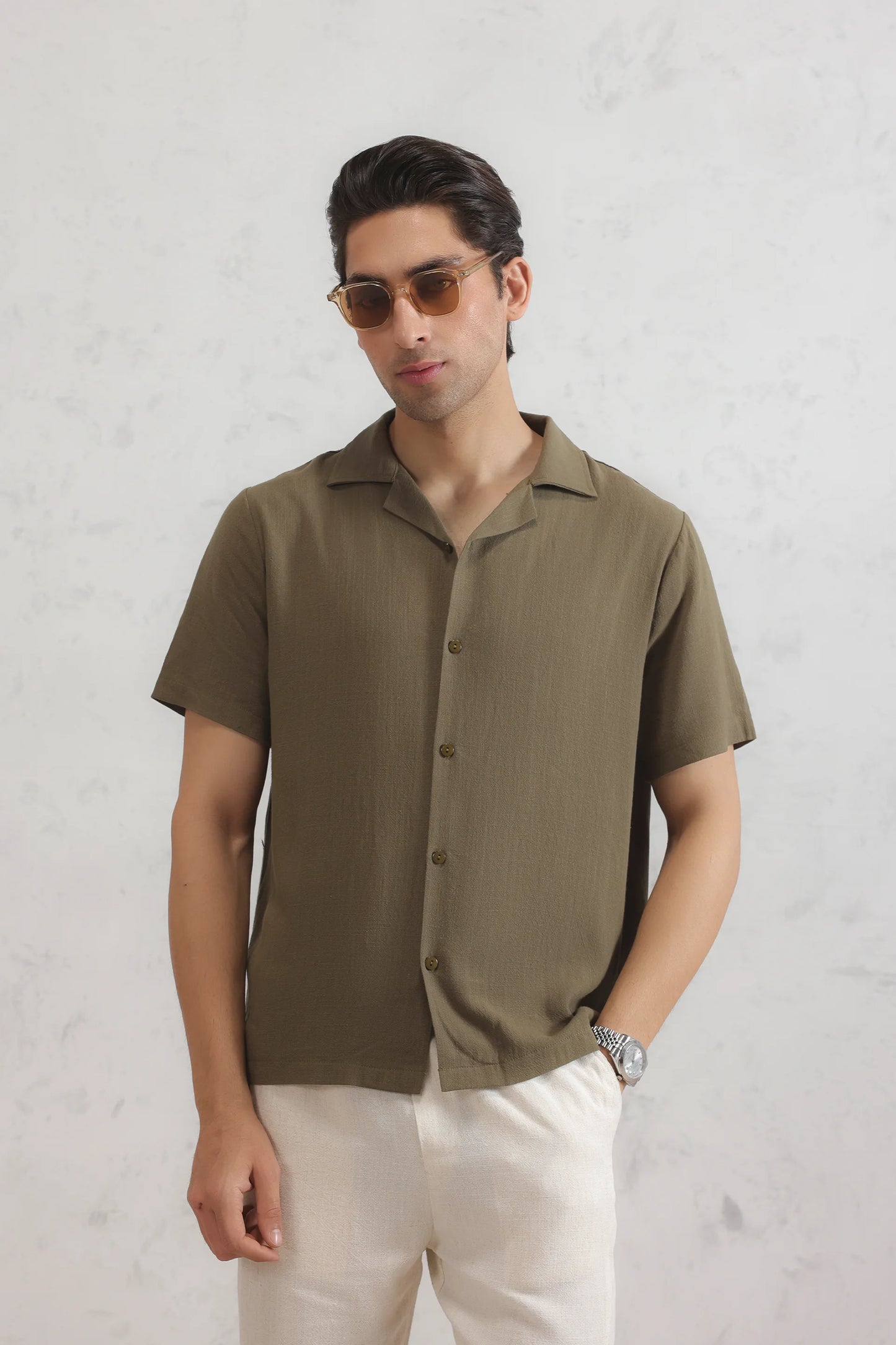 Resort collar Linen Shirt