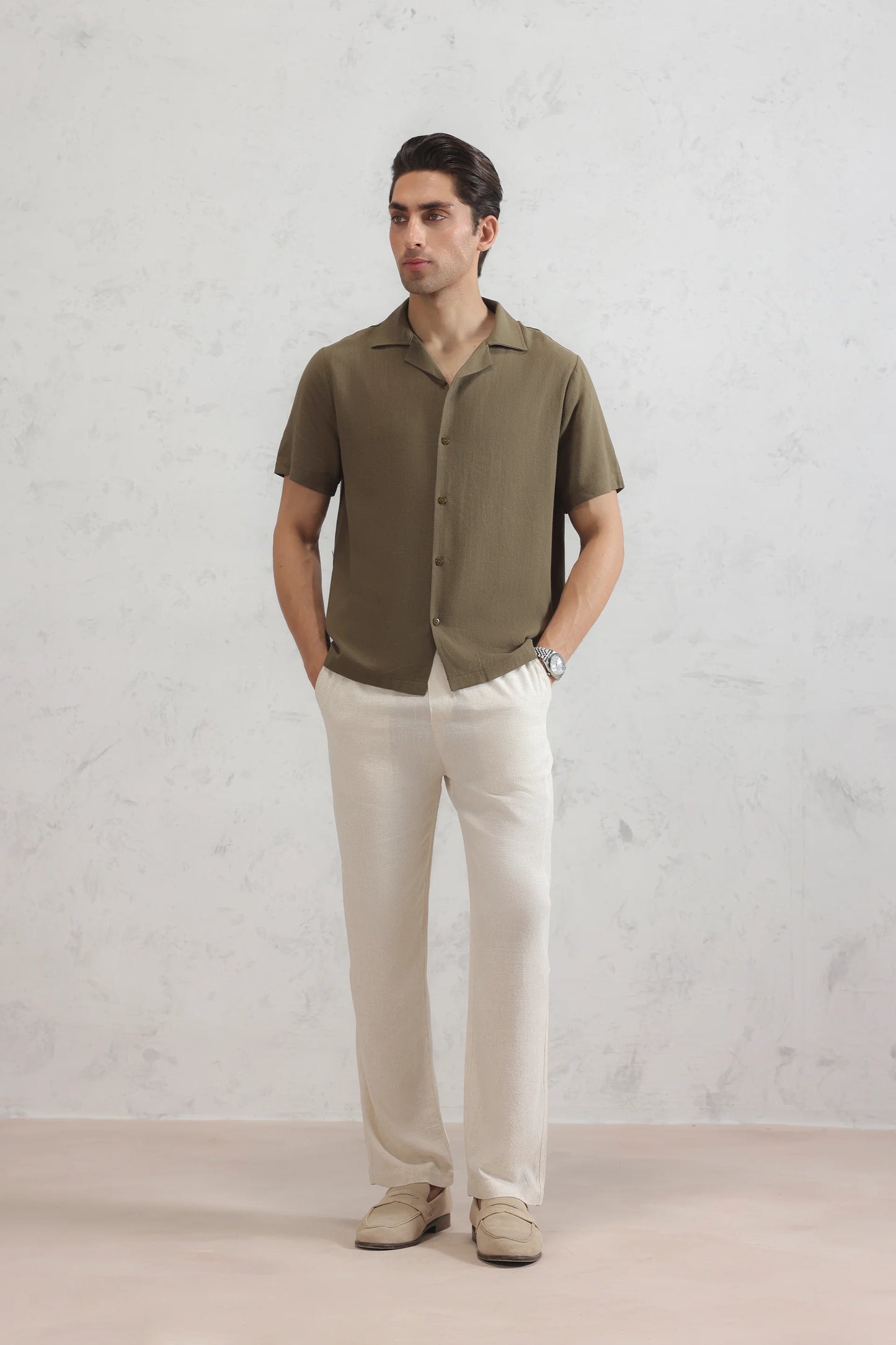 Resort collar Linen Shirt