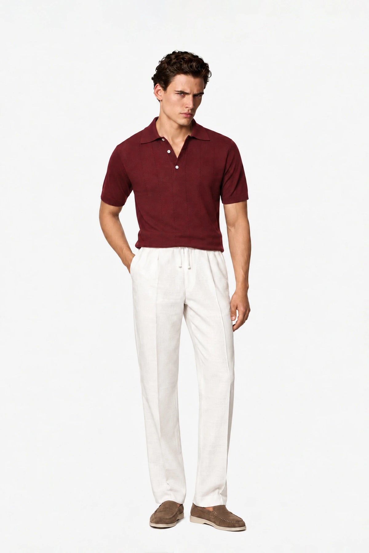 Pointelle-Knit Polo