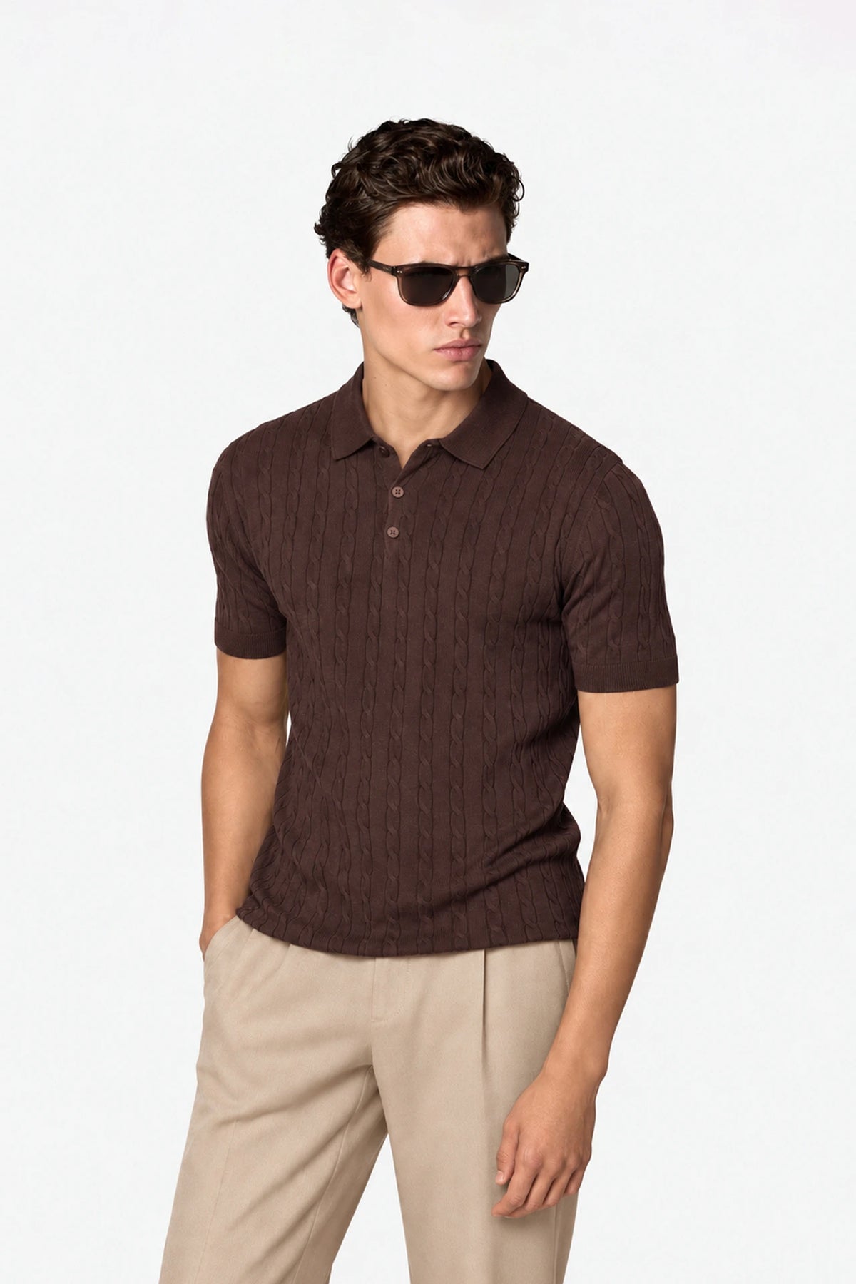 Cable Knit Polo