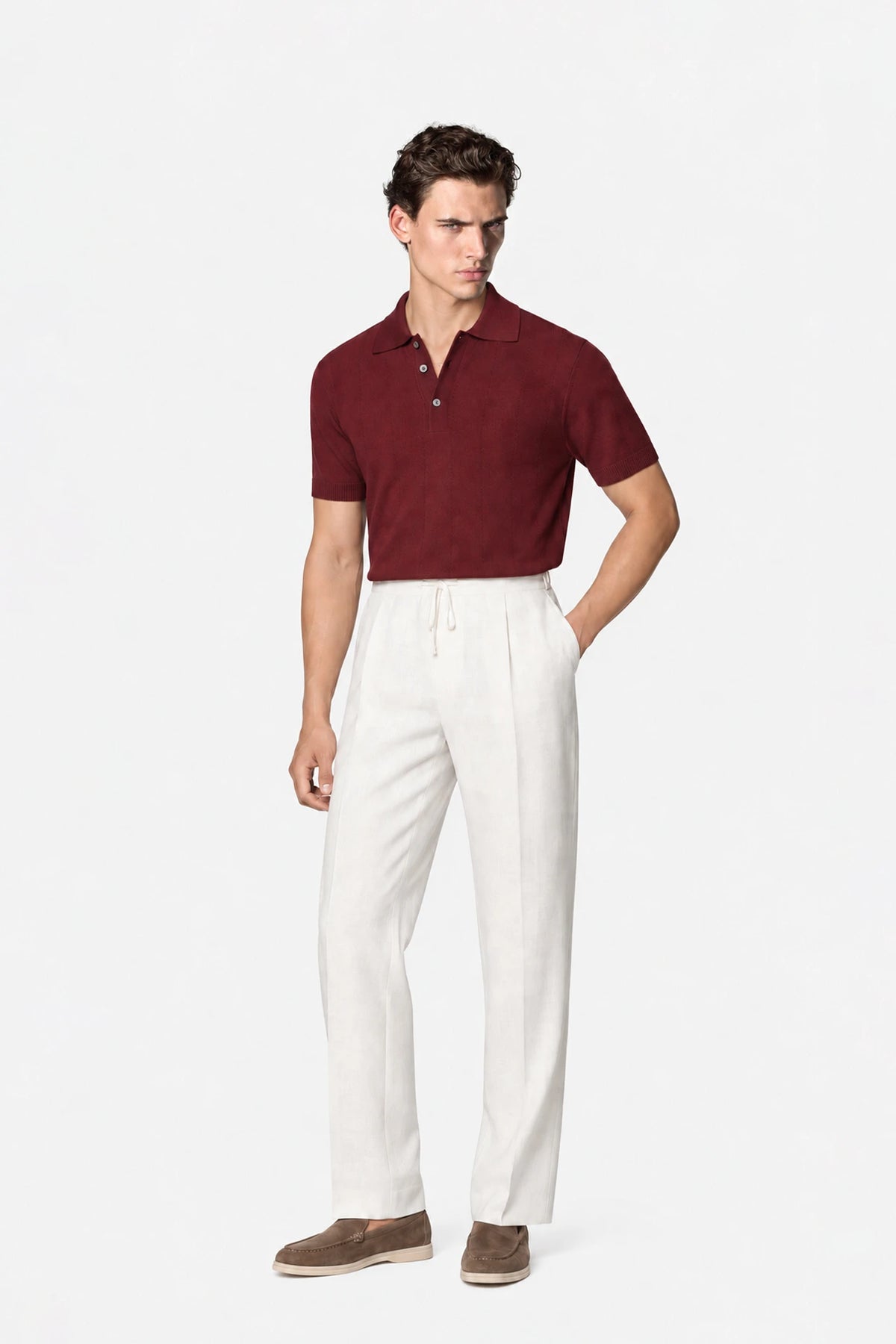 Pointelle-Knit Polo